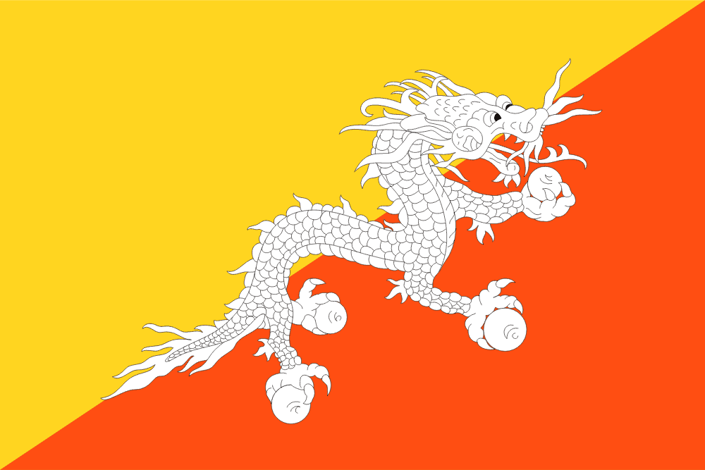 Bhutan flag colored