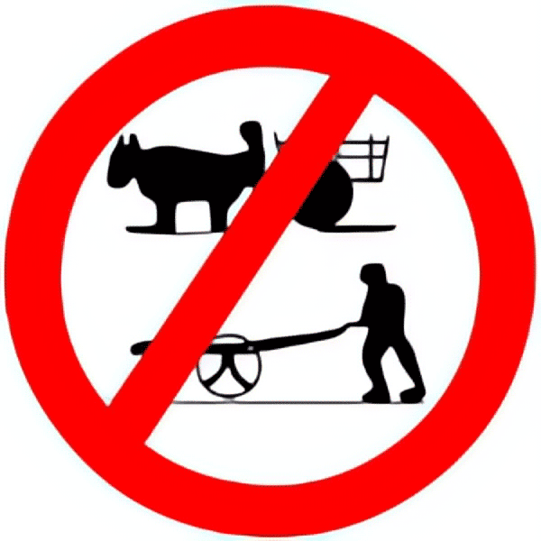 Bullock and hand carts prohibited traffic sign colored