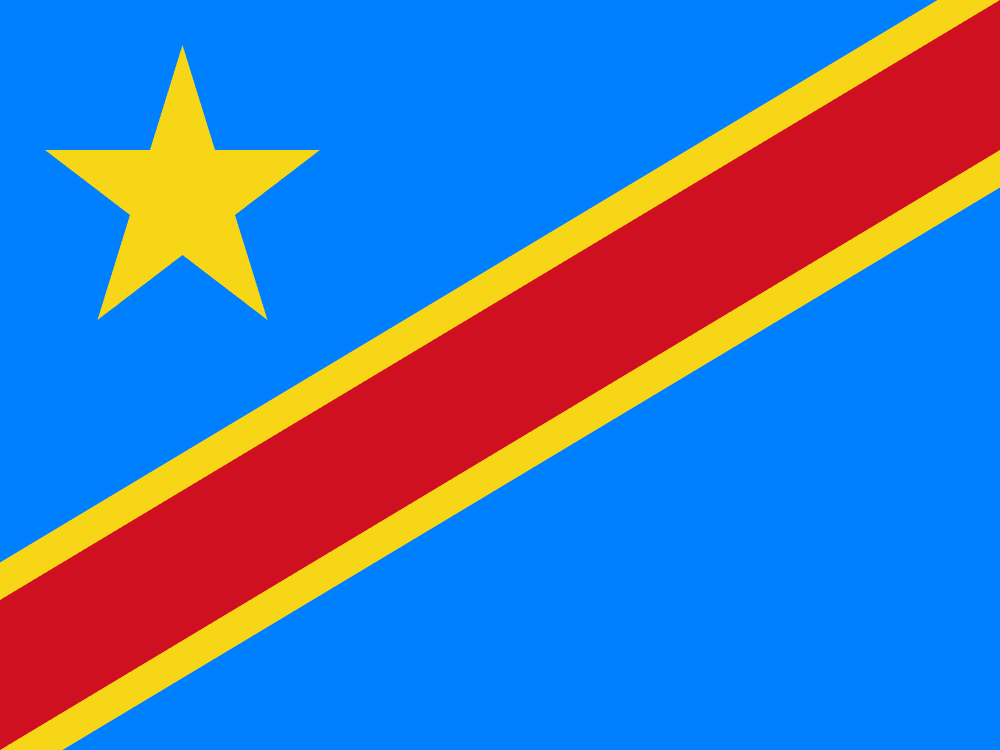 Democratic Republic of the Congo flag colored