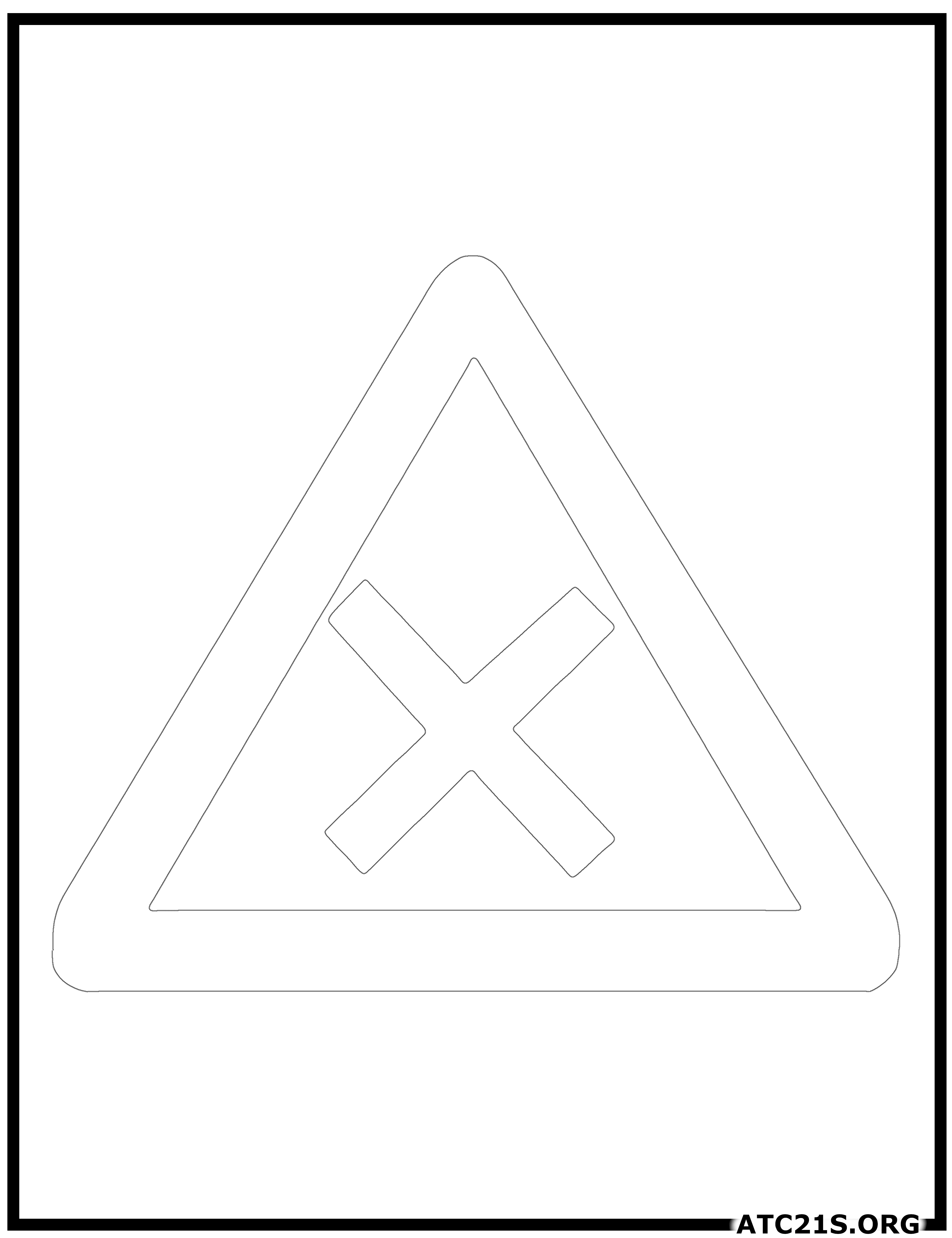 Crossroad traffic sign coloring page