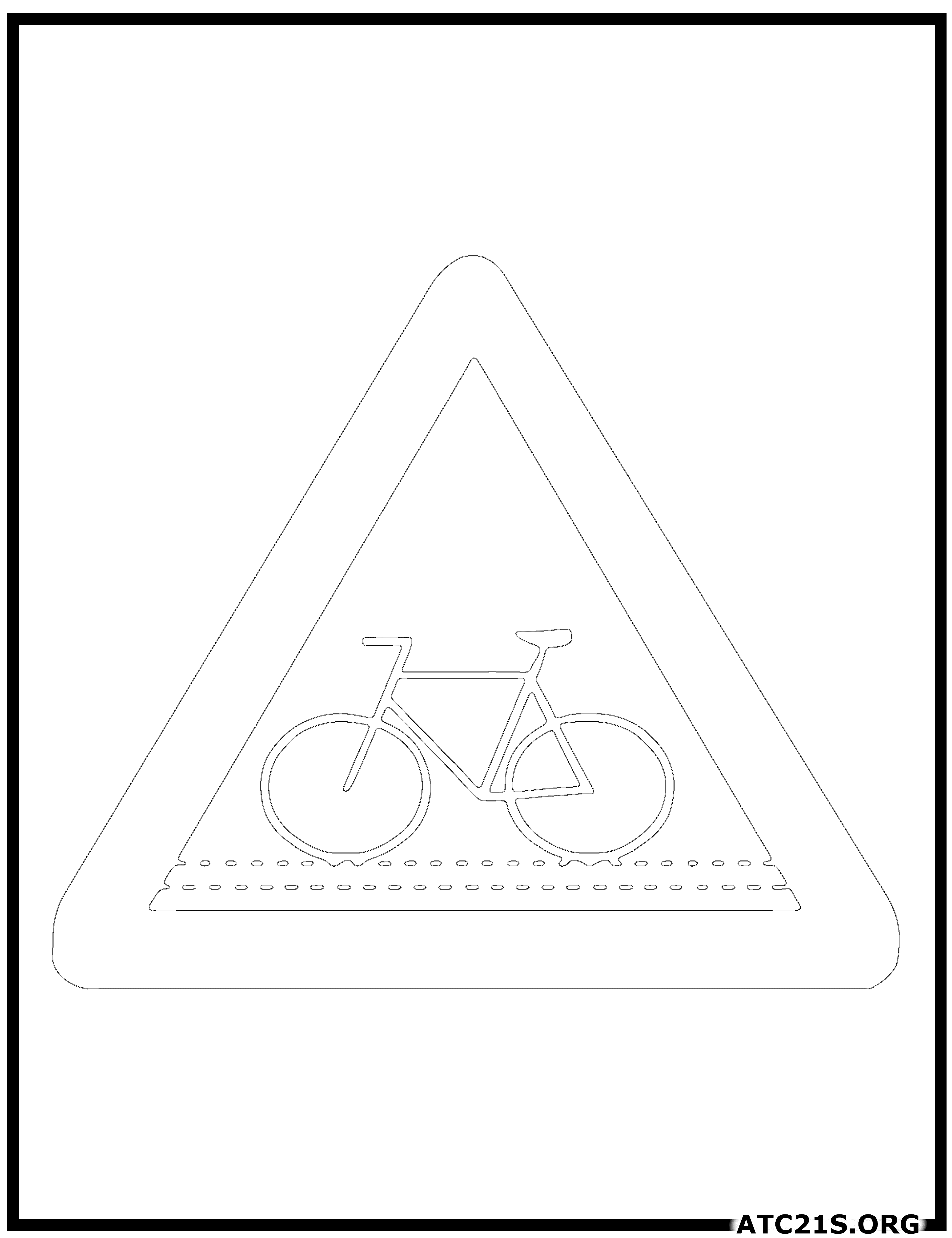 Cycle Crossing traffic sign coloring page