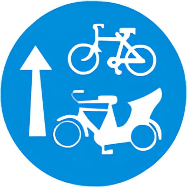 Cycle rickshaw track traffic sign colored