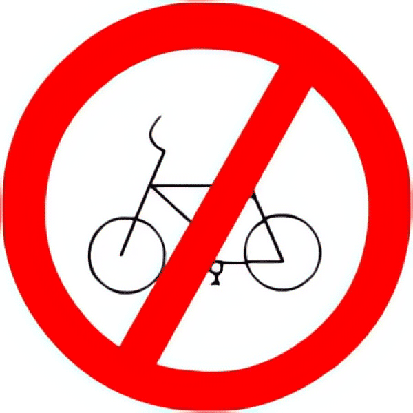 Cycles prohibited traffic sign colored
