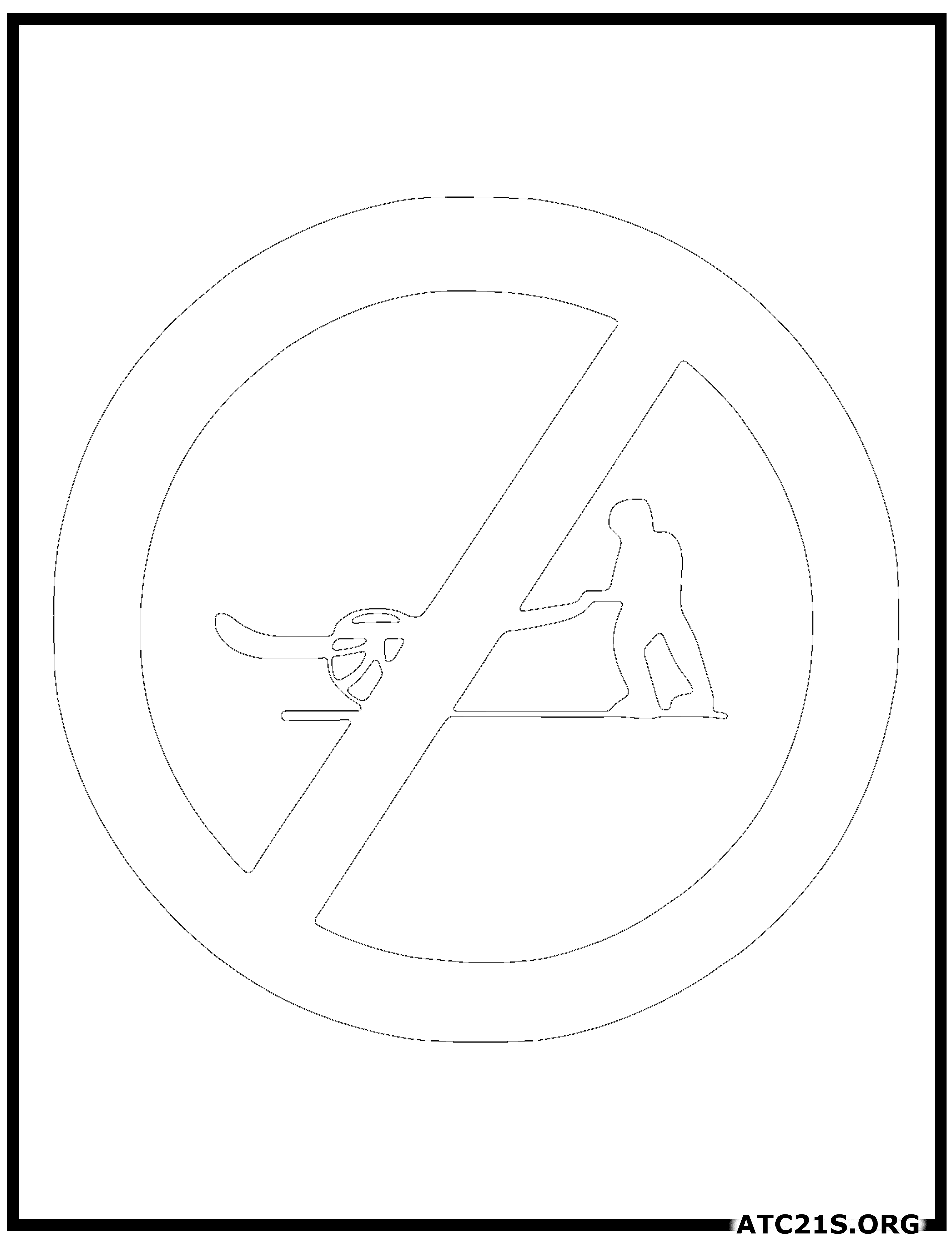 Hand Cart Prohibited traffic sign coloring page