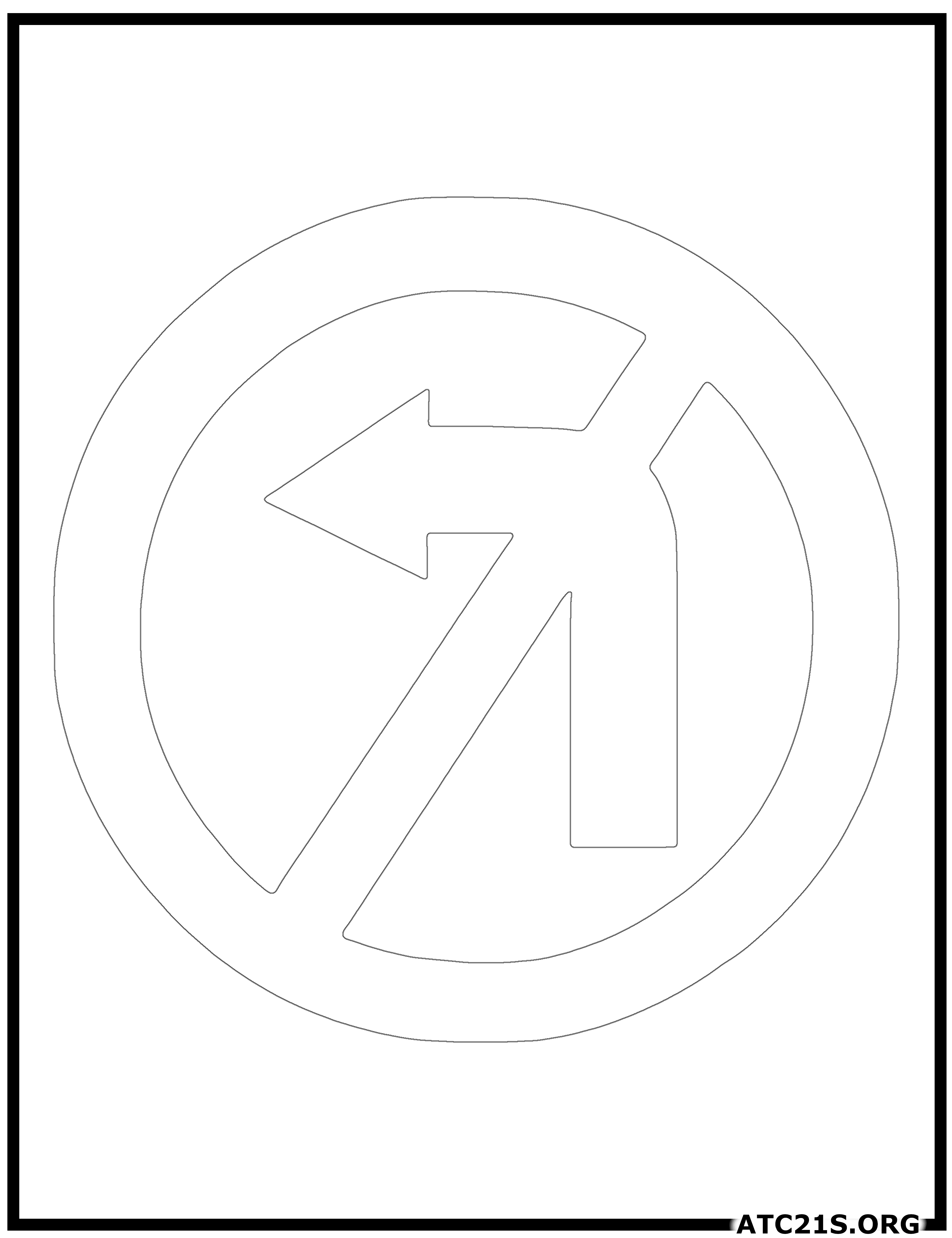 Left Turn Prohibited traffic sign coloring page