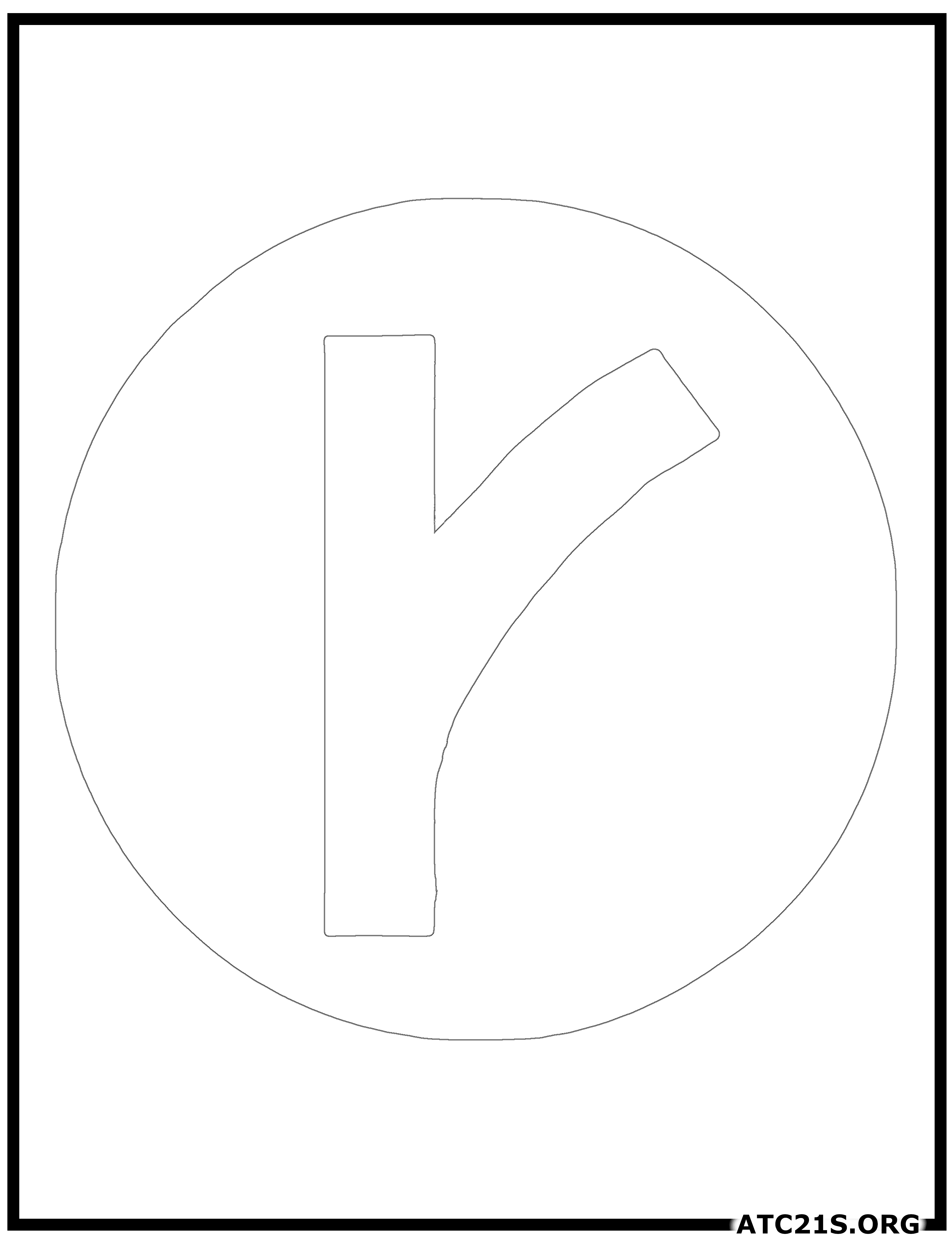 Main Road Ahead traffic sign coloring page