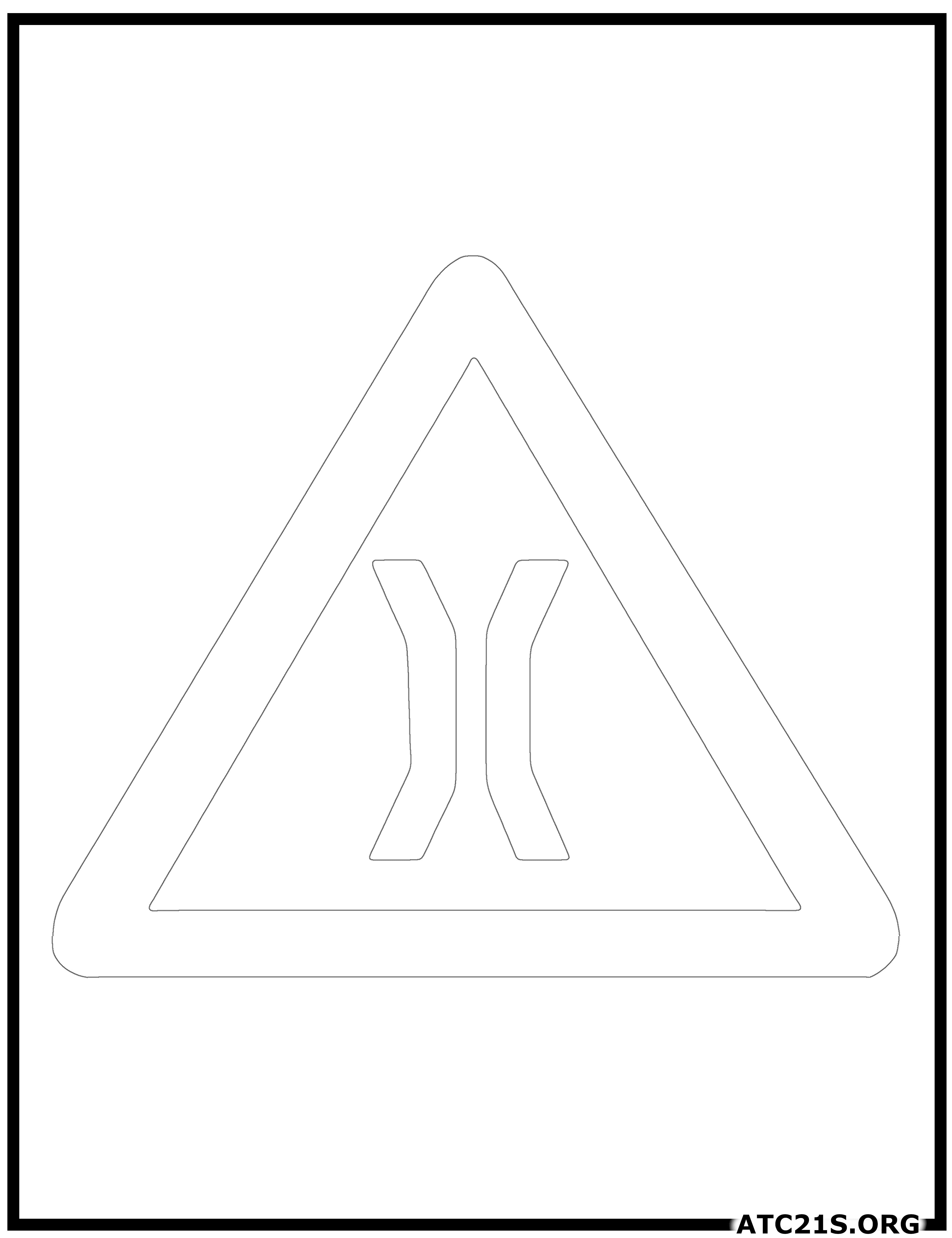 Narrow Bridge traffic sign coloring page