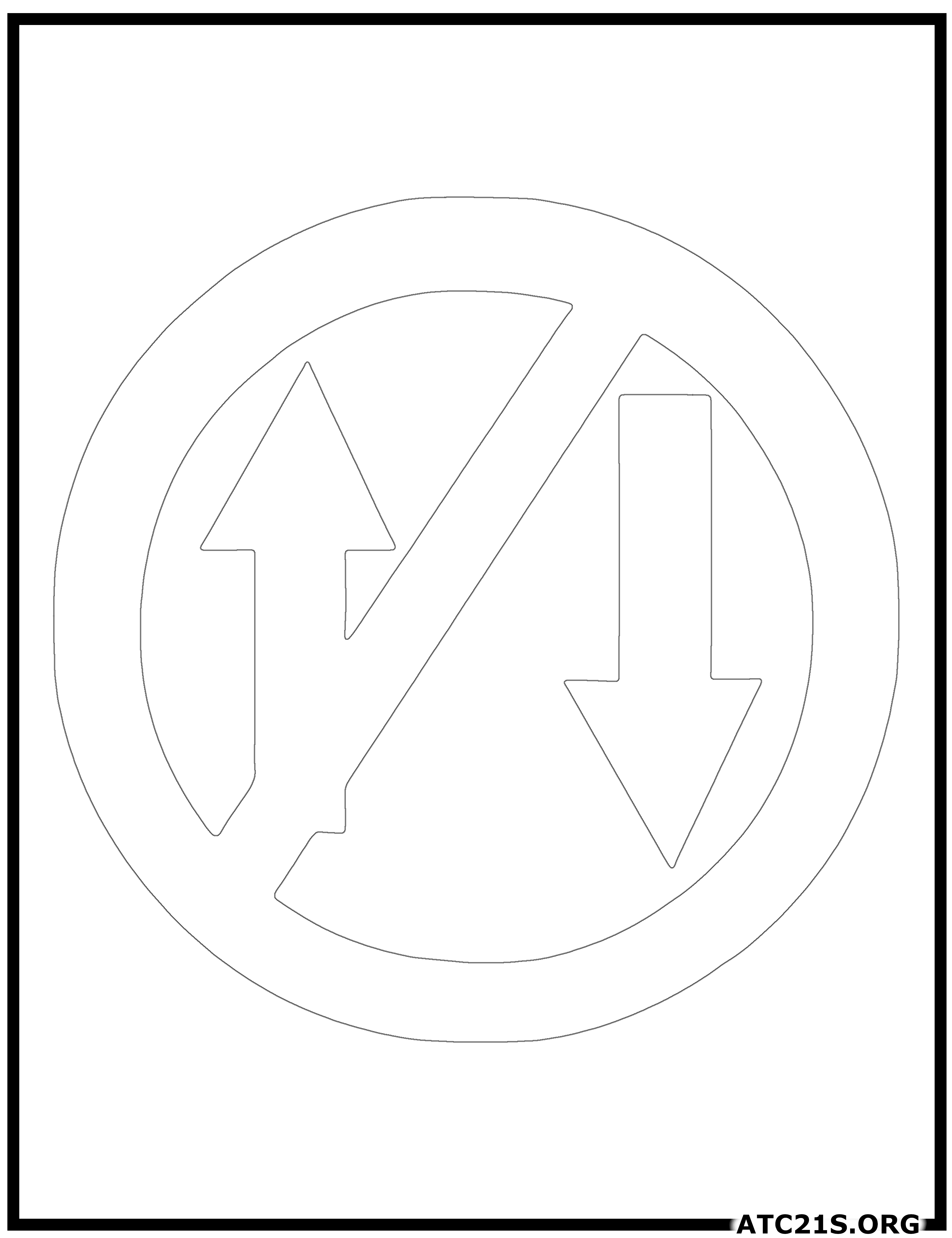 One Way traffic sign coloring page