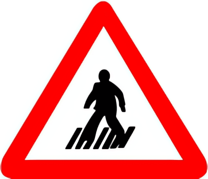 Pedestrian crossing traffic sign colored