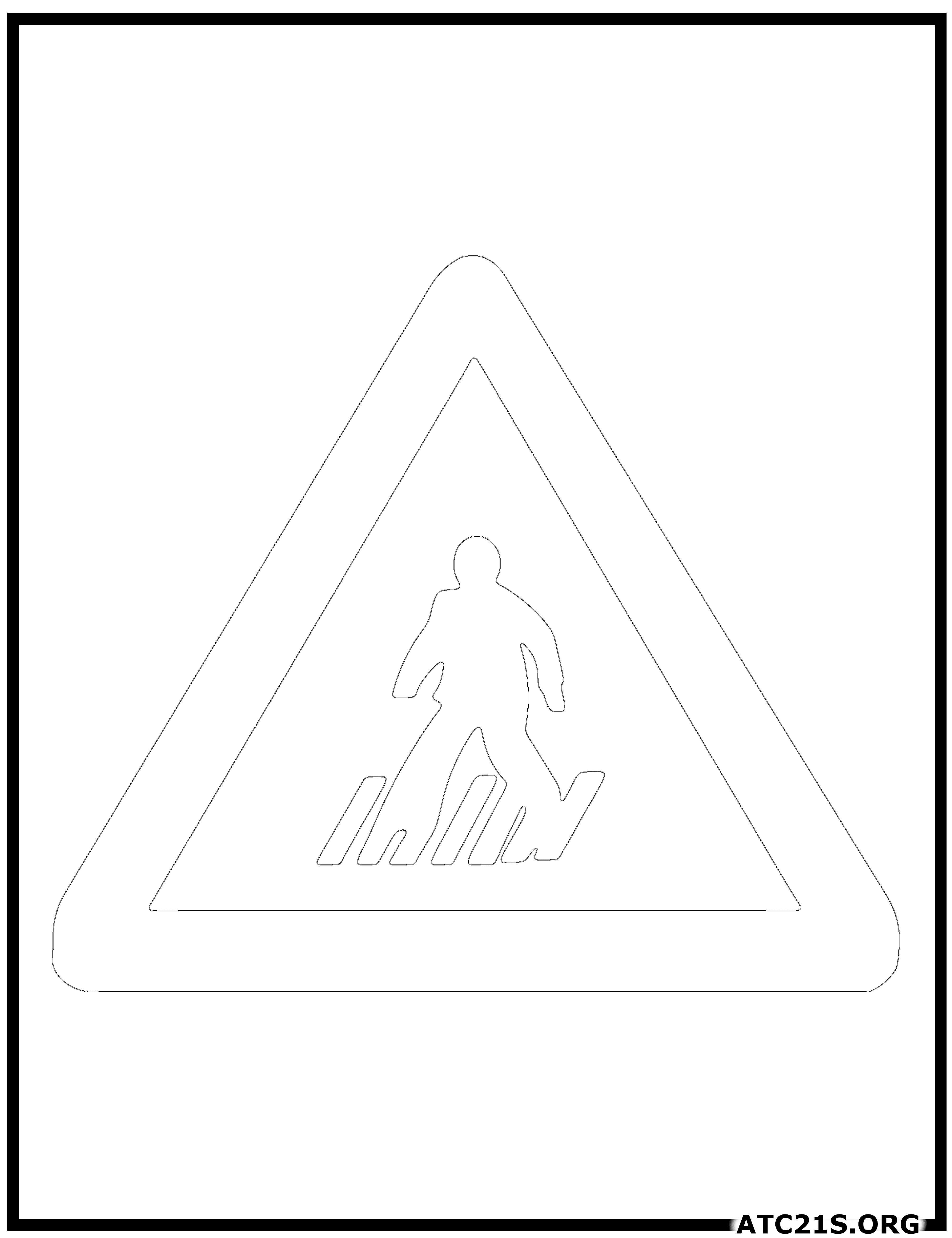 Pedestrian Crossing traffic sign coloring page