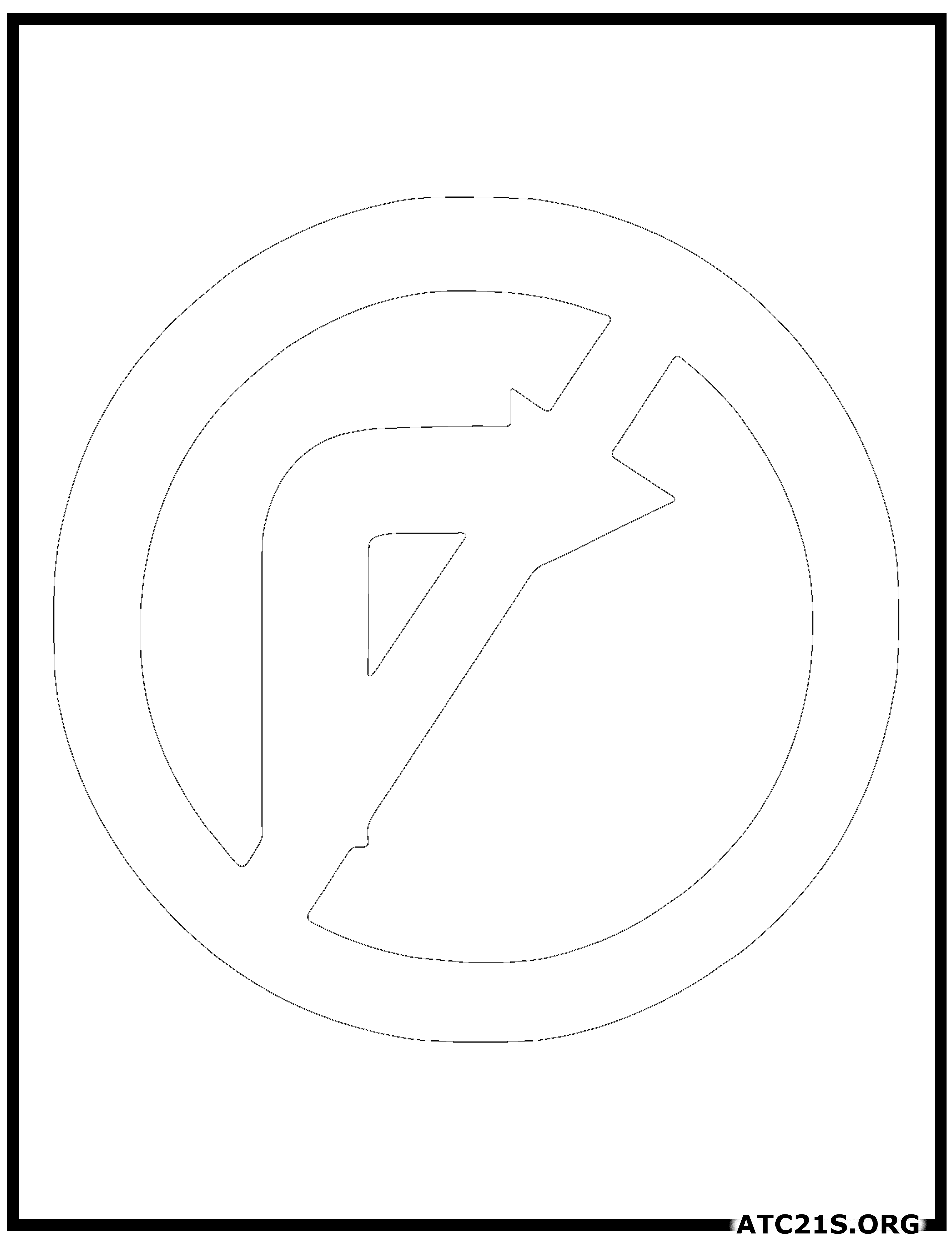Right Turn Prohibited traffic sign coloring page