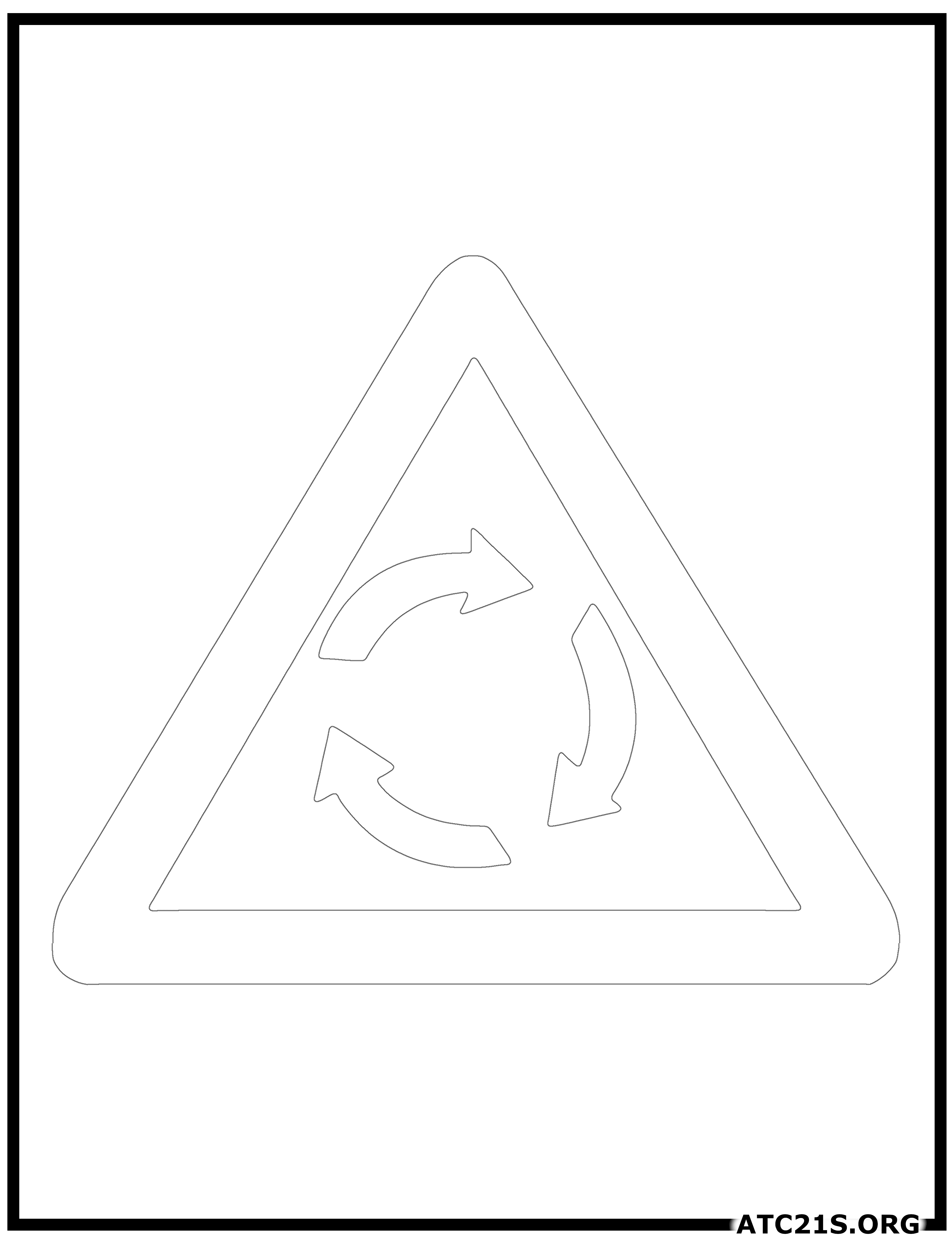 Roundabout traffic sign coloring page