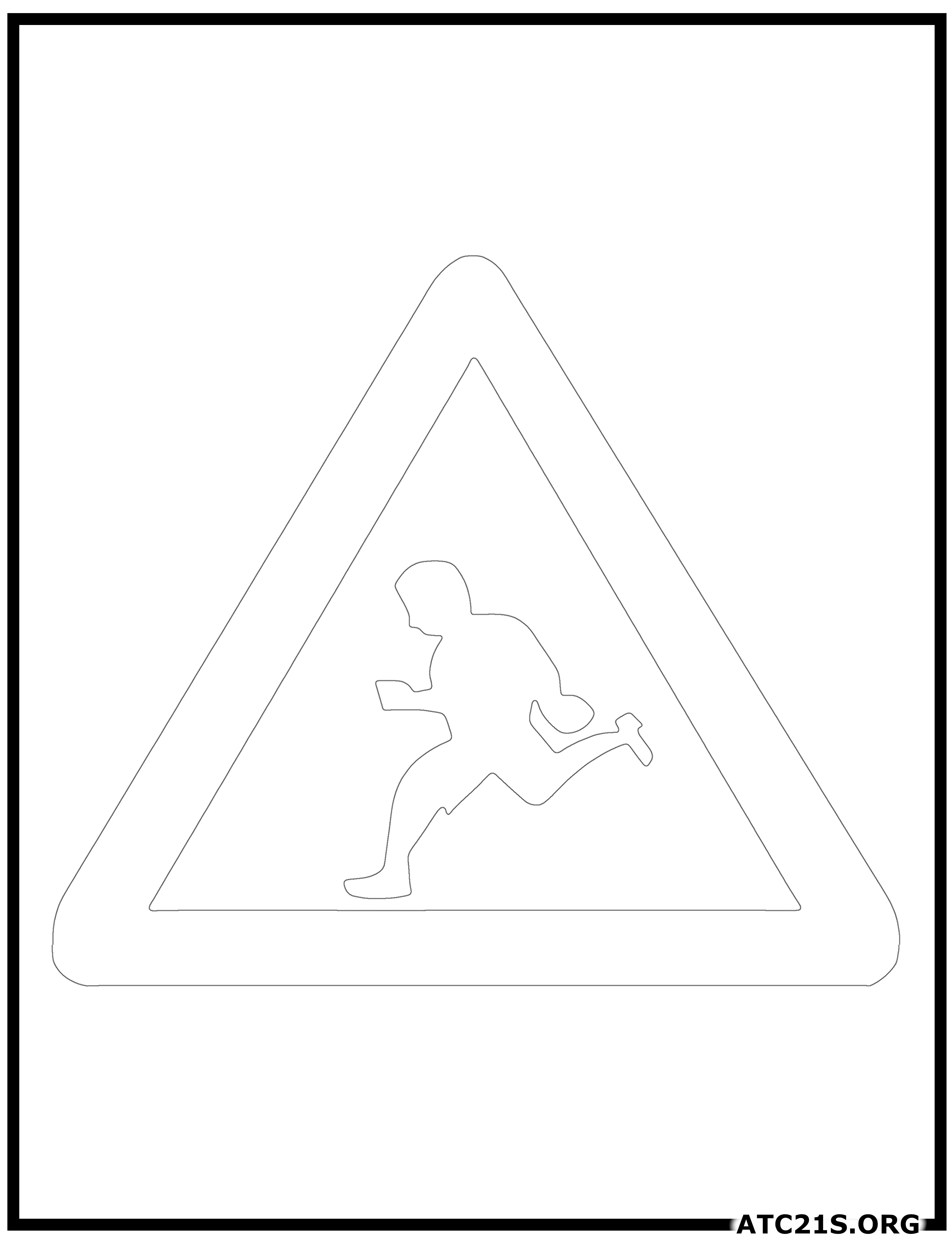 School traffic sign coloring page