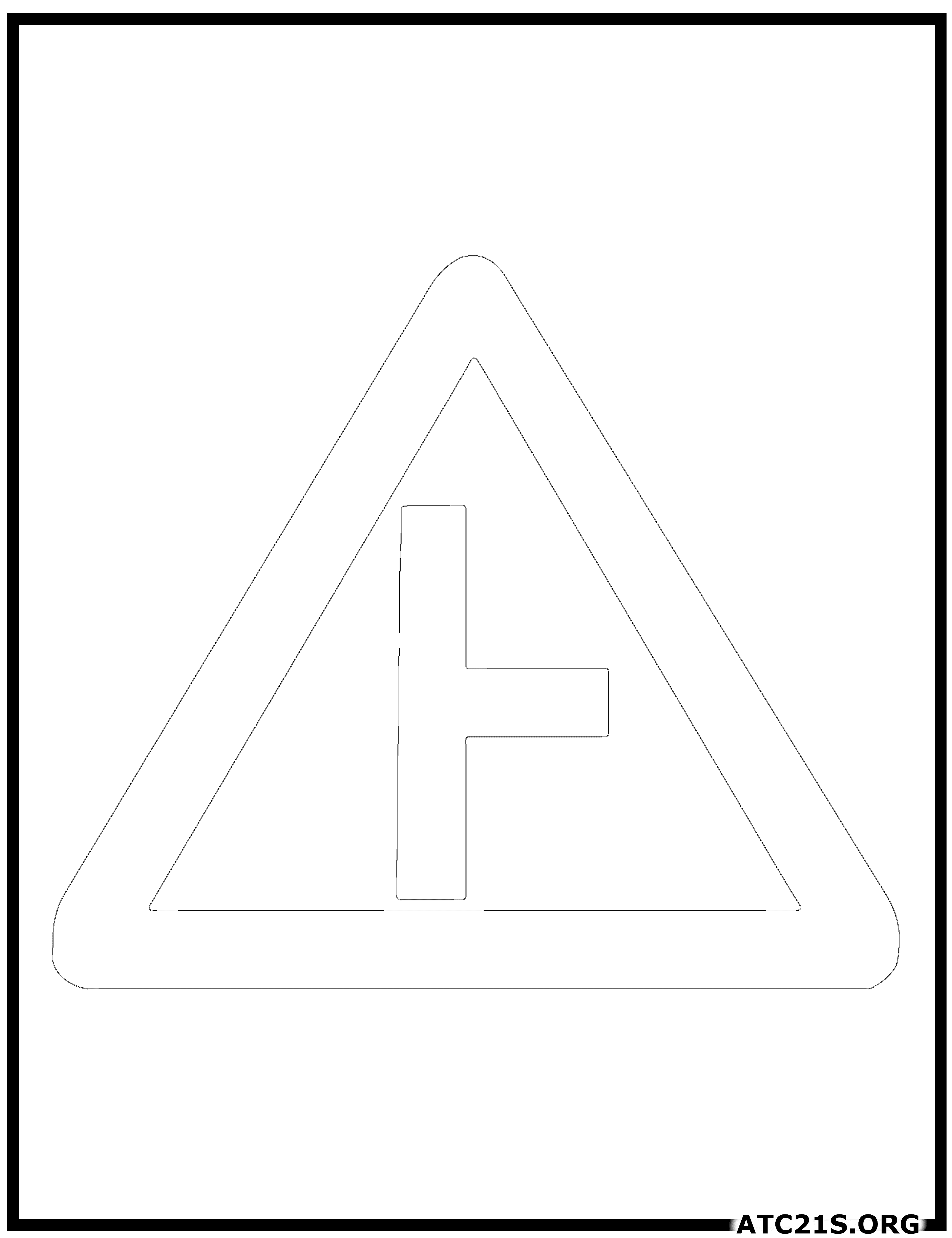 Side Road Right traffic sign coloring page