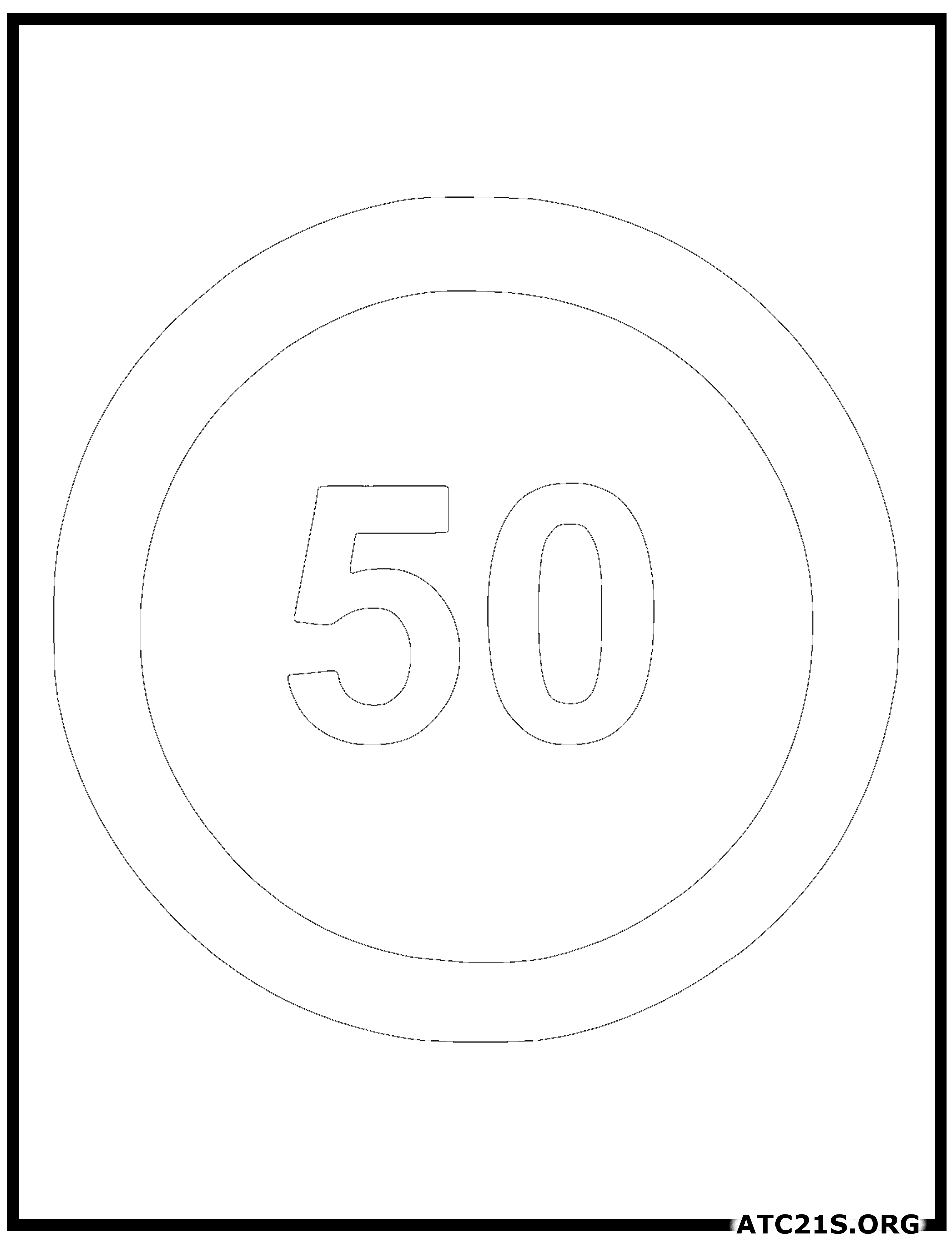 Speed Limit traffic sign coloring page