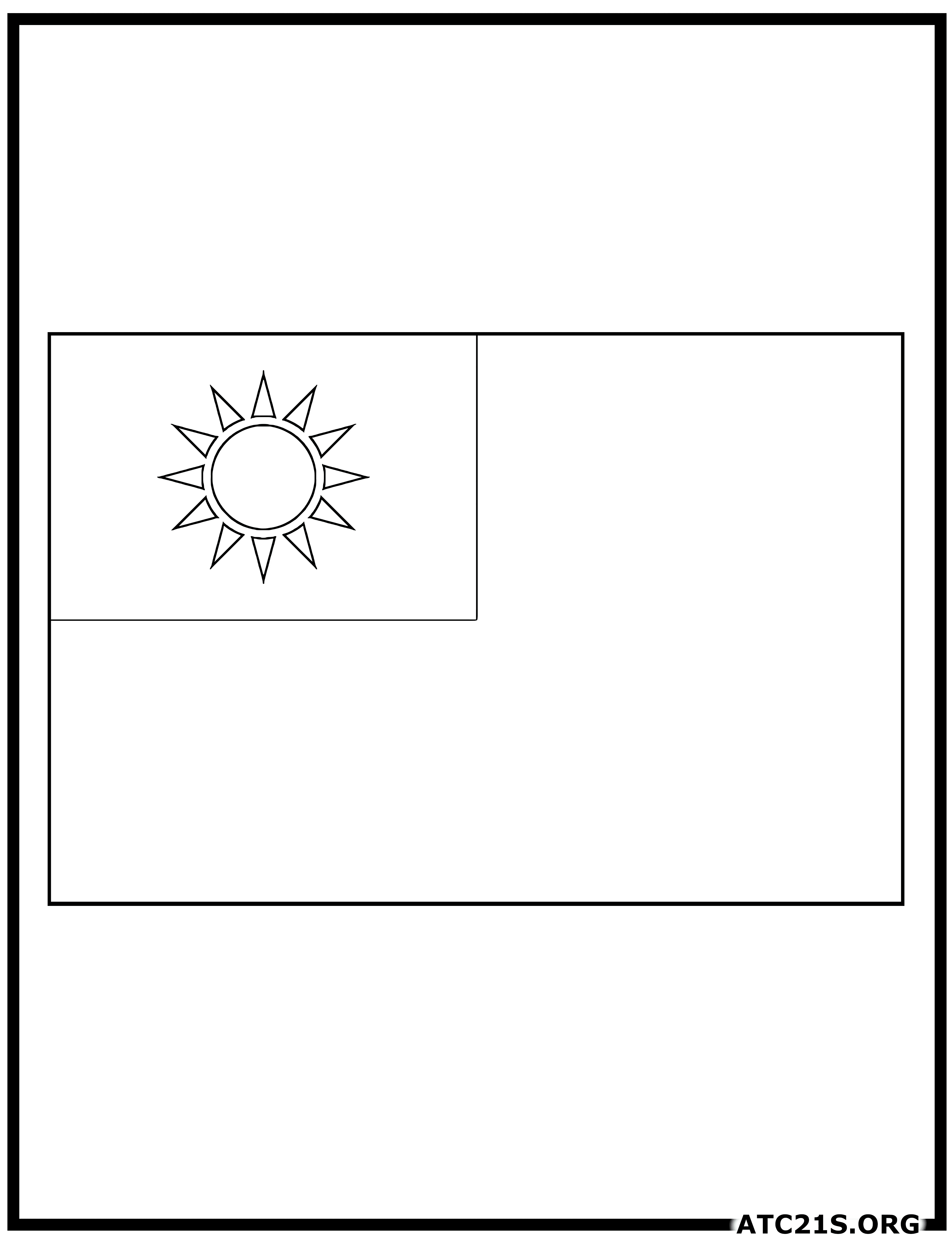 Taiwan flag coloring page