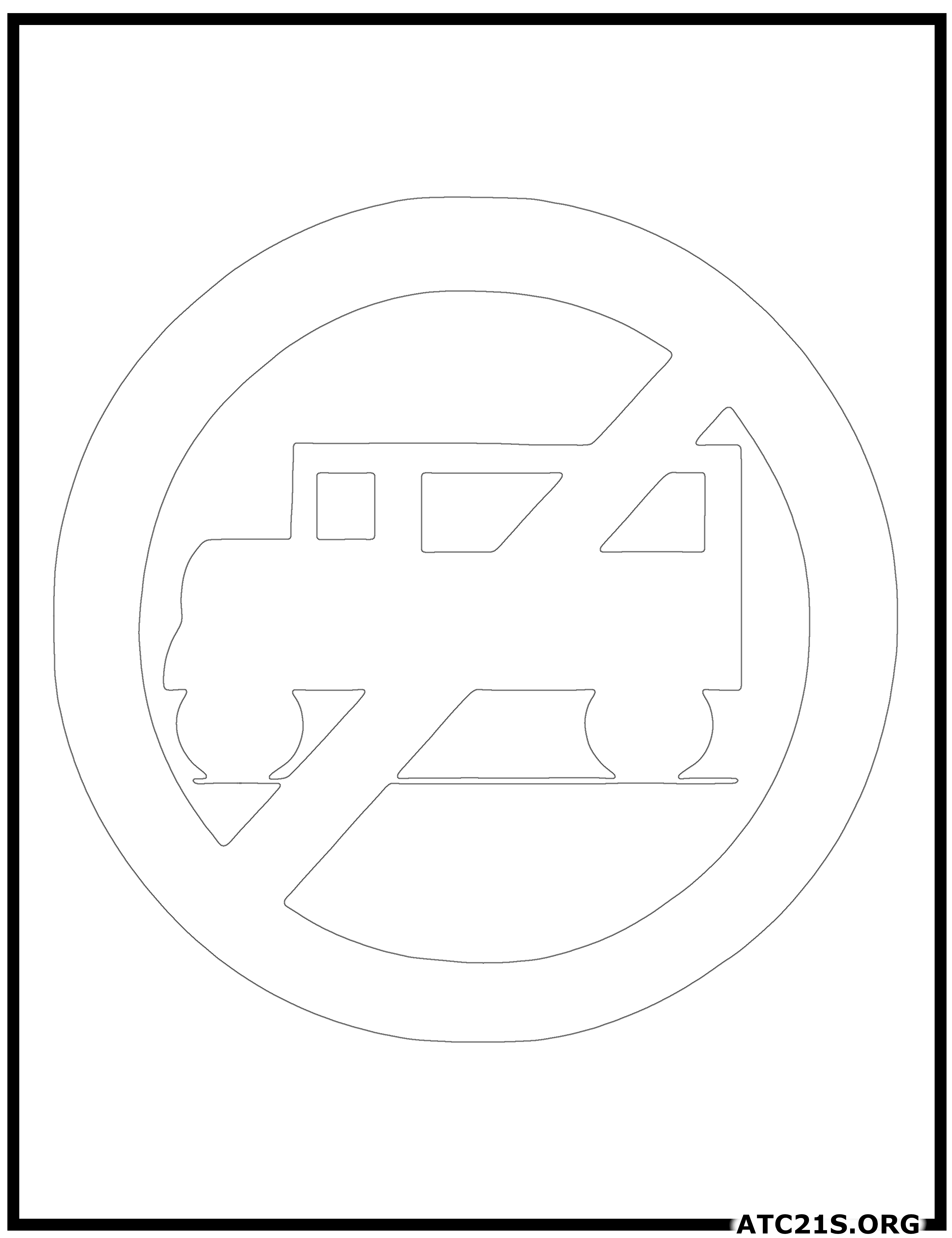 Trucks Prohibited traffic sign coloring page