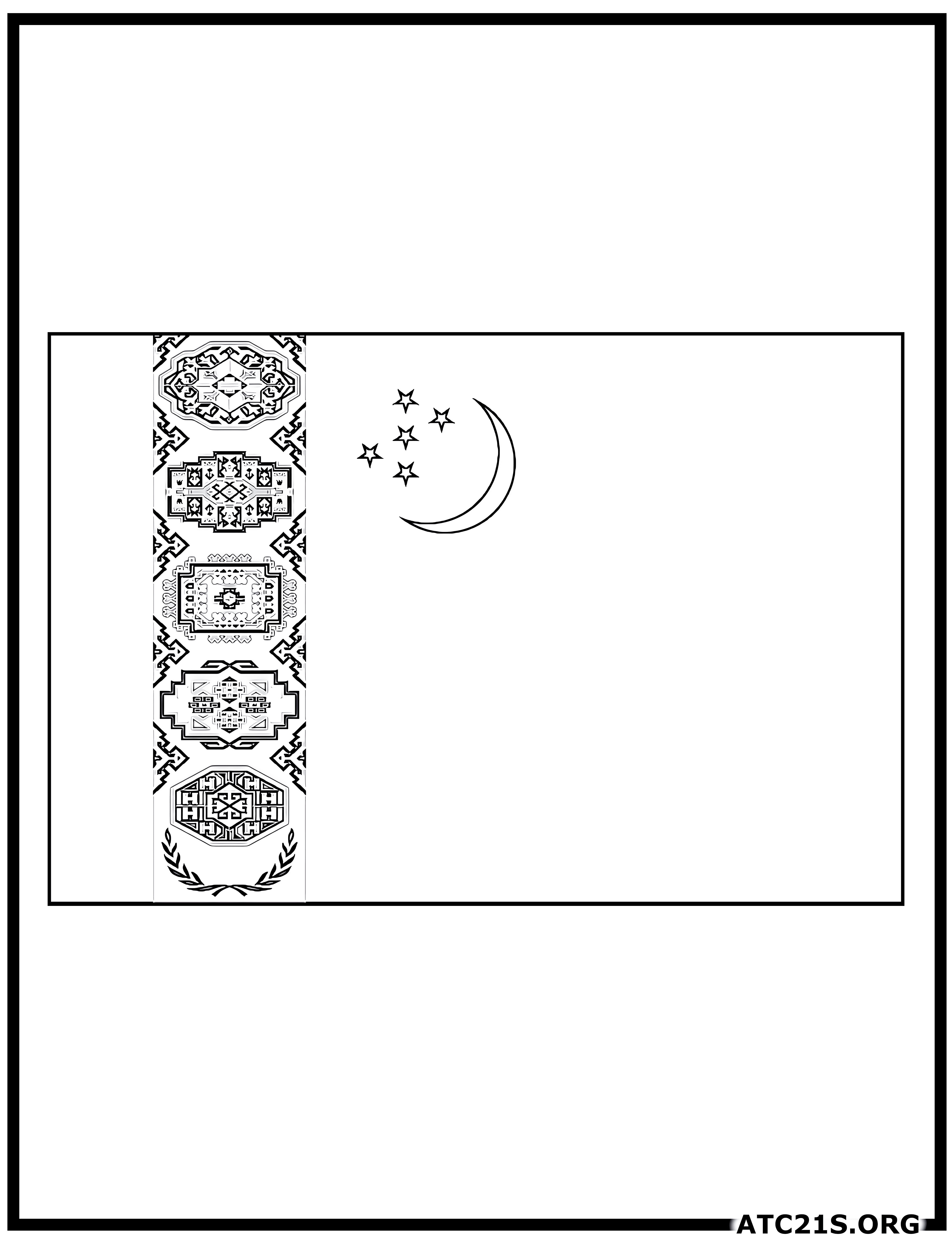 Turkmenistan flag coloring page