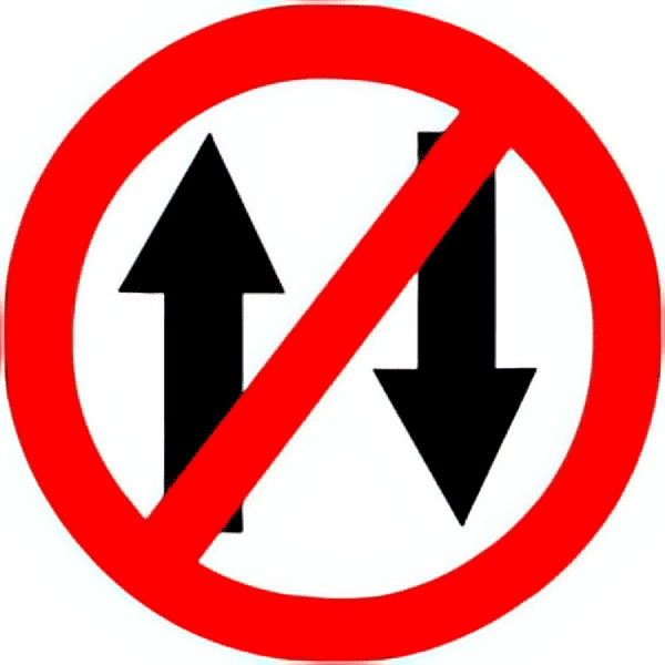 Vehicles prohibited in both directions traffic sign colored