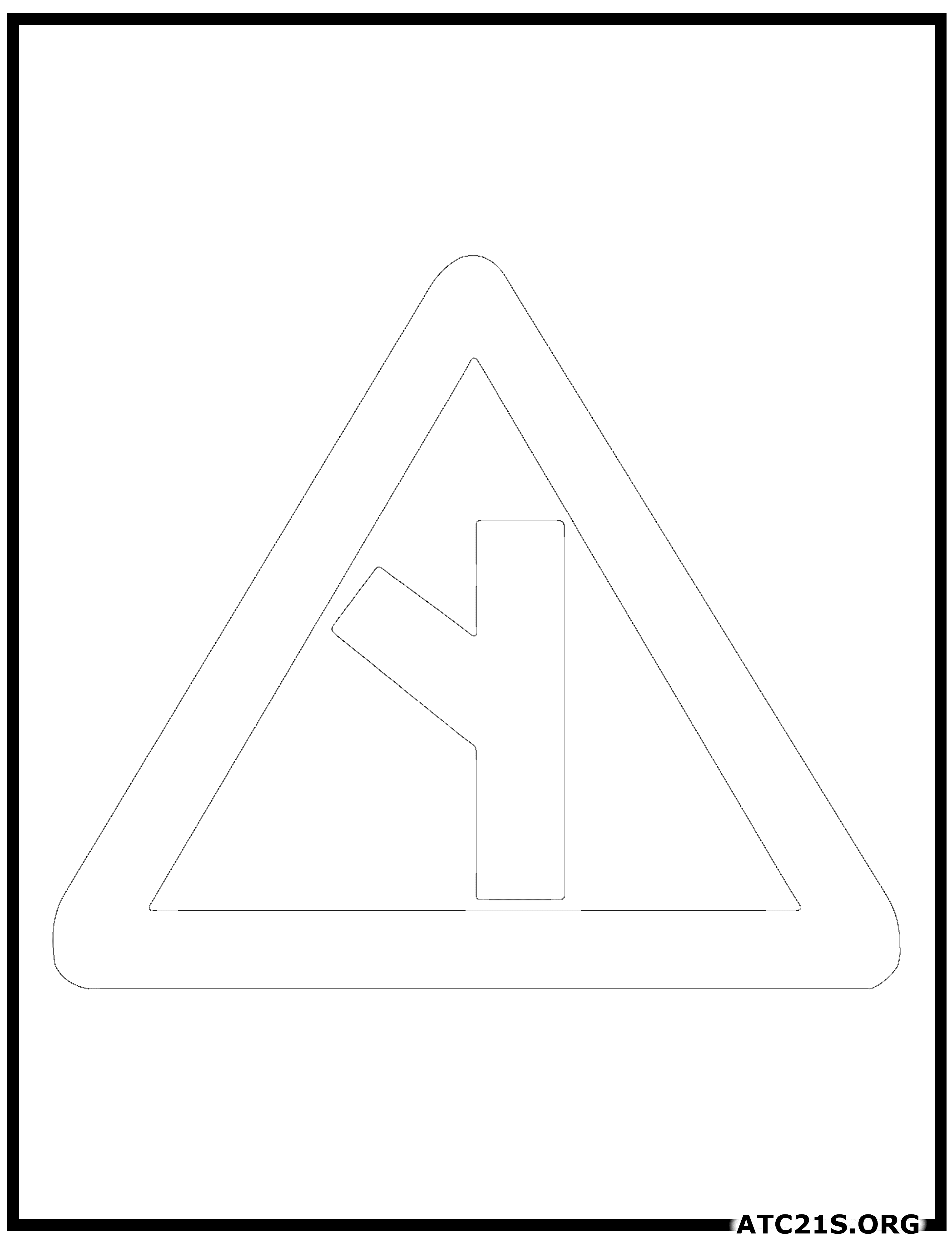 Y-Intersection traffic sign coloring page