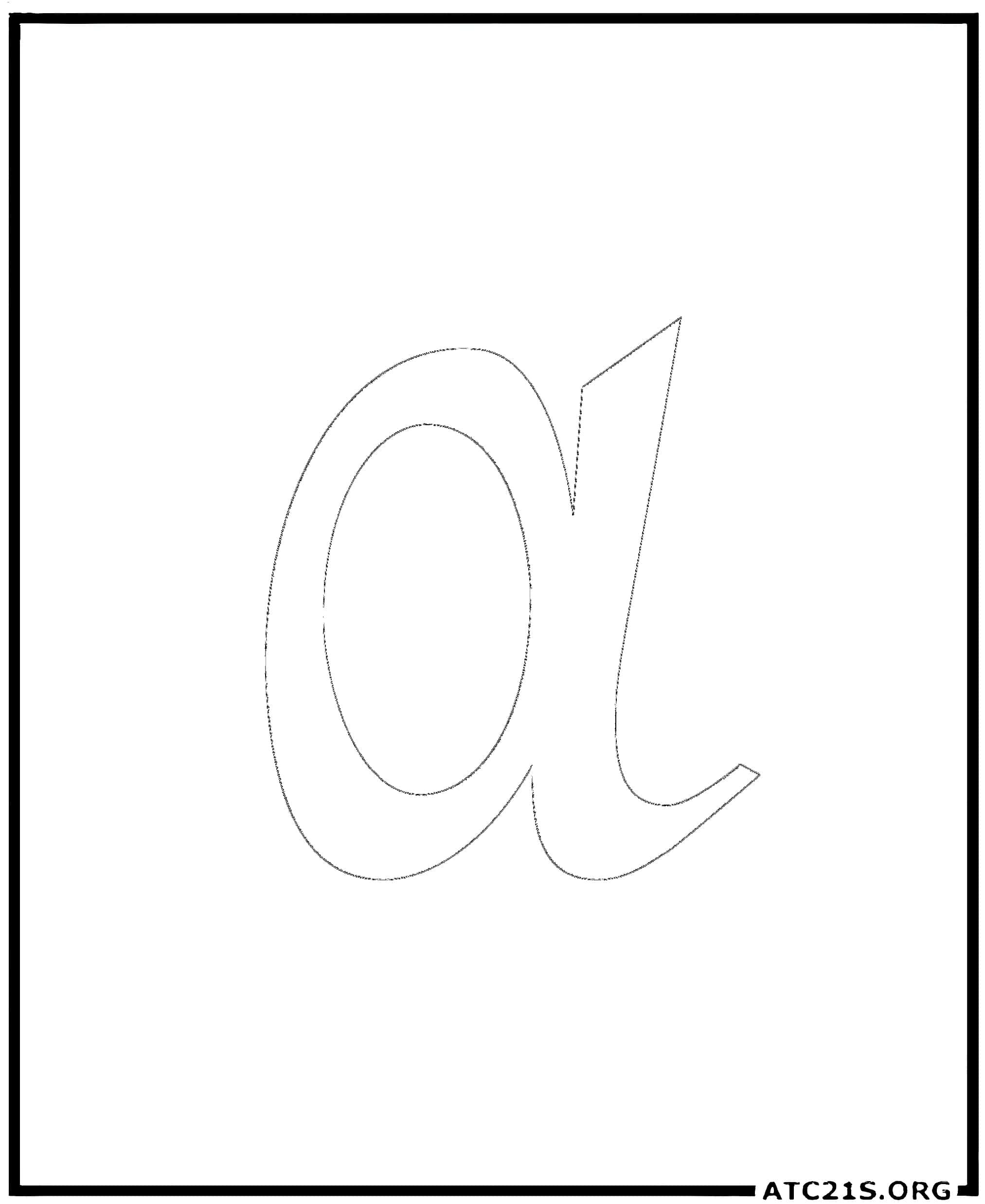 Letter A calligraphy lowercase coloring page