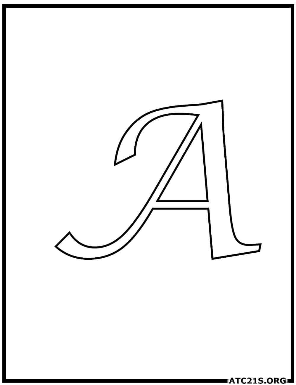 Letter A calligraphy uppercase coloring page