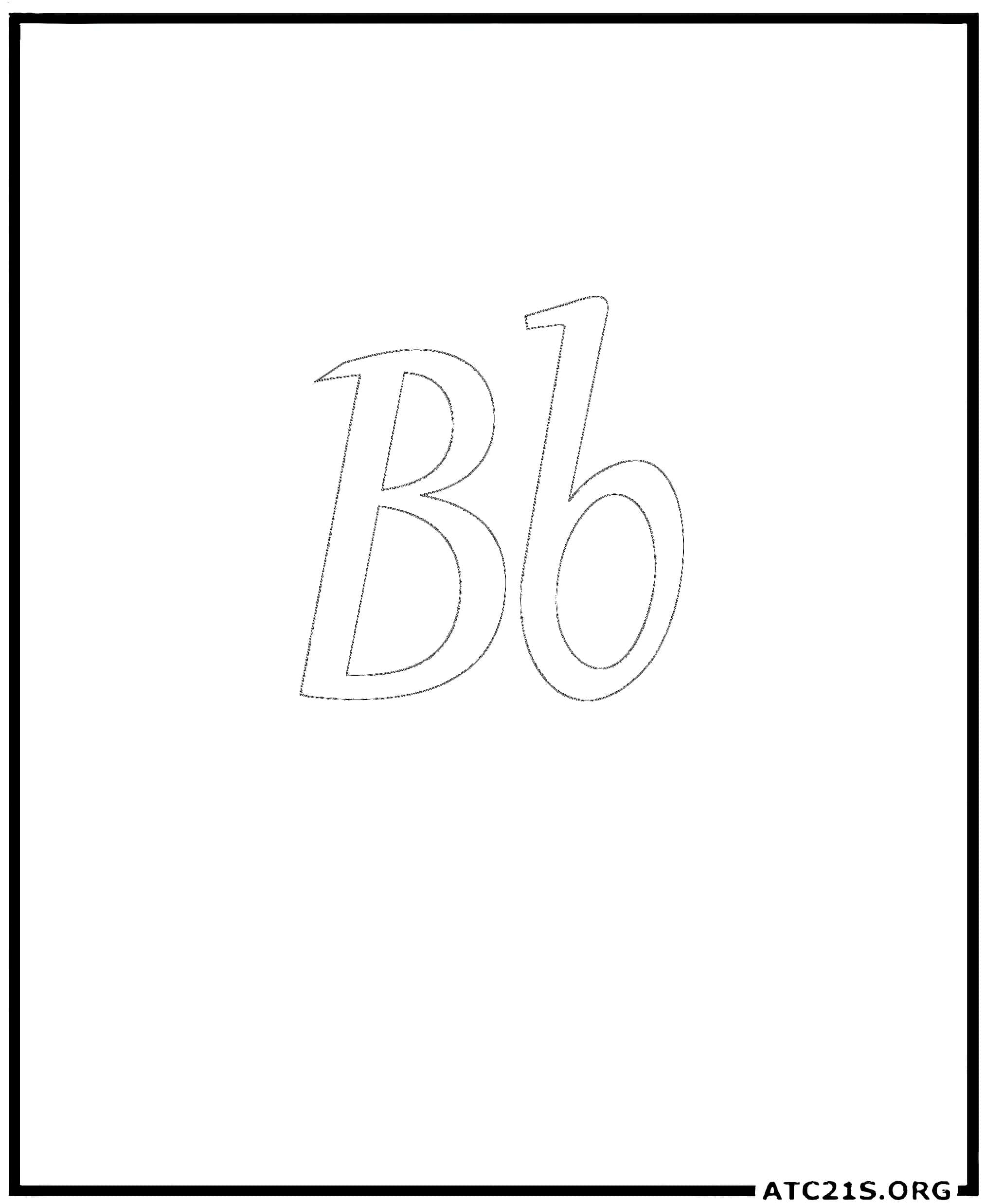 Letter B calligraphy coloring page