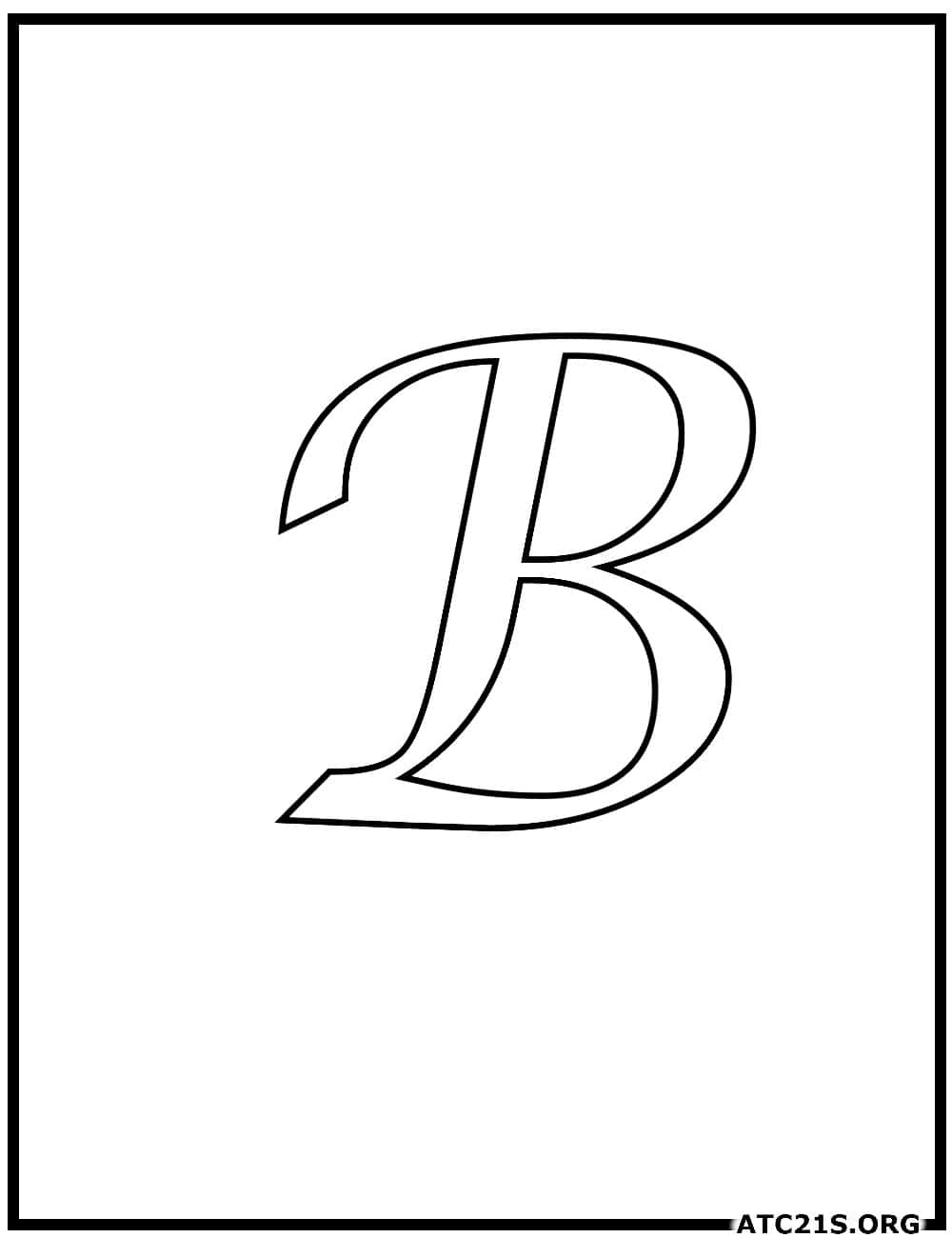 Letter B calligraphy uppercase coloring page