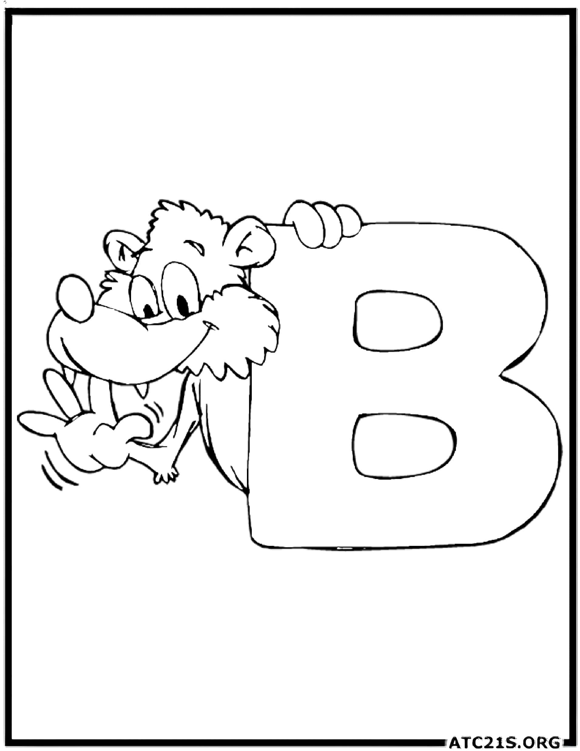 Letter B coloring page variant 1