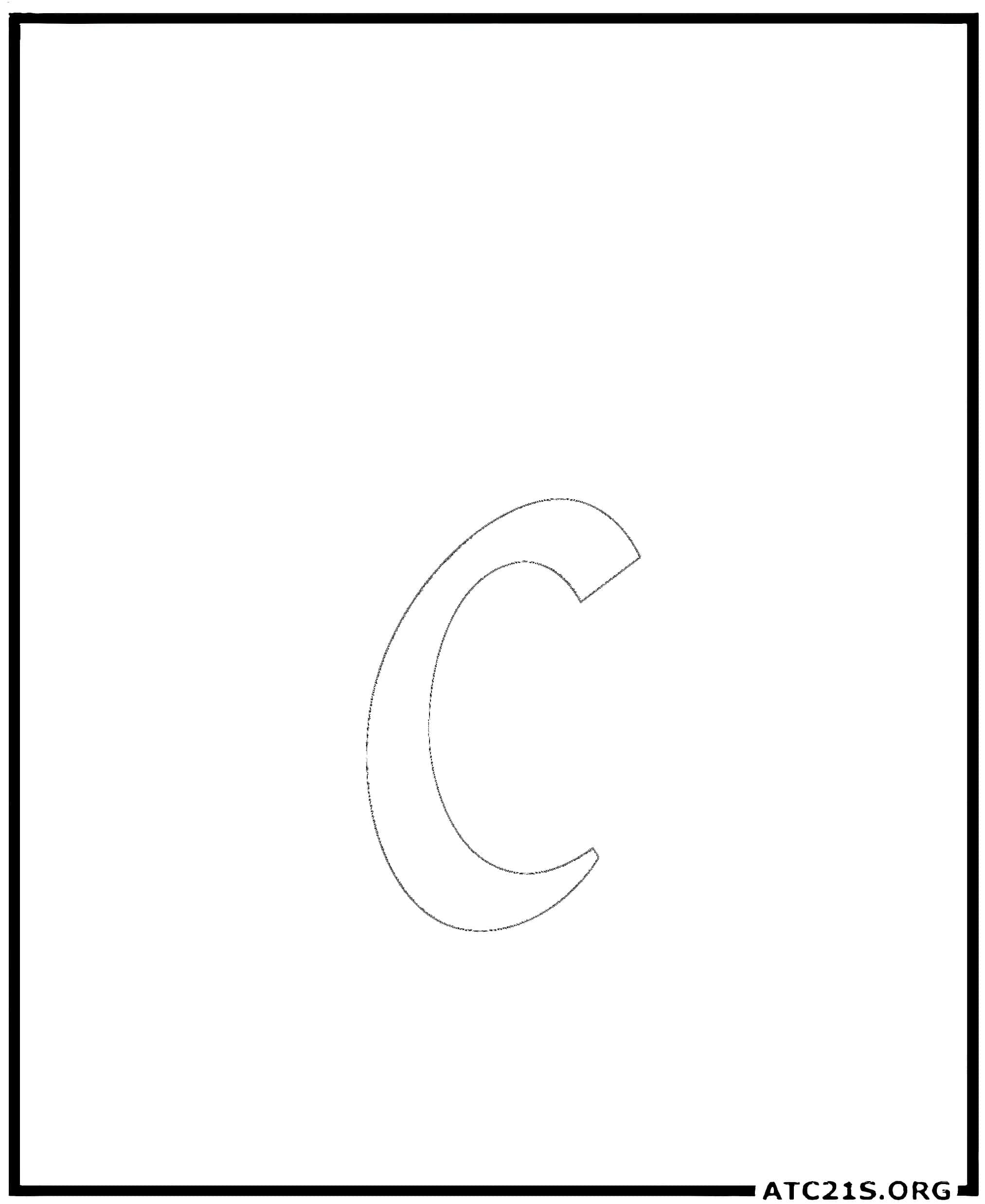Letter C calligraphy lowercase coloring page