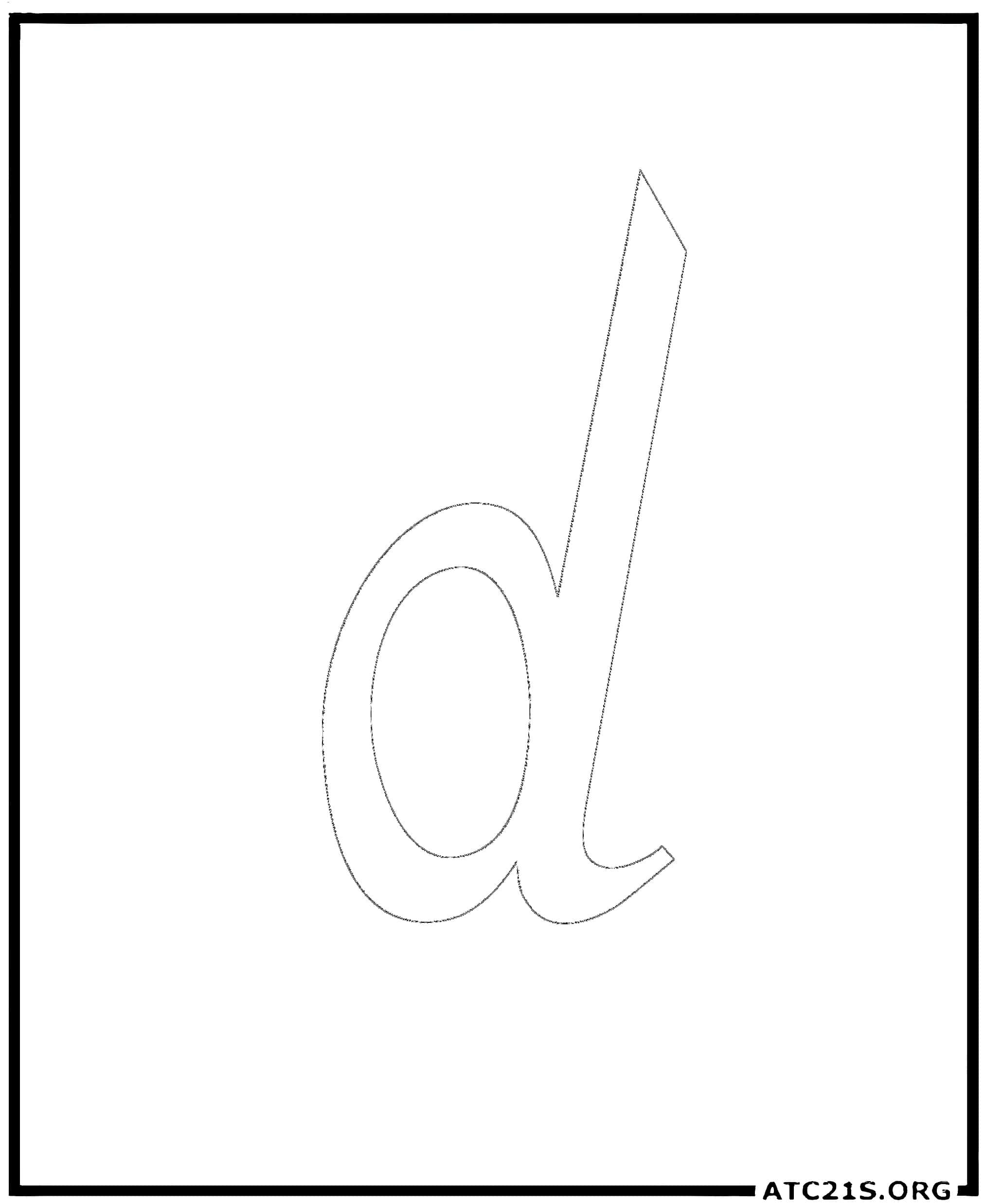 Letter D calligraphy lowercase coloring page
