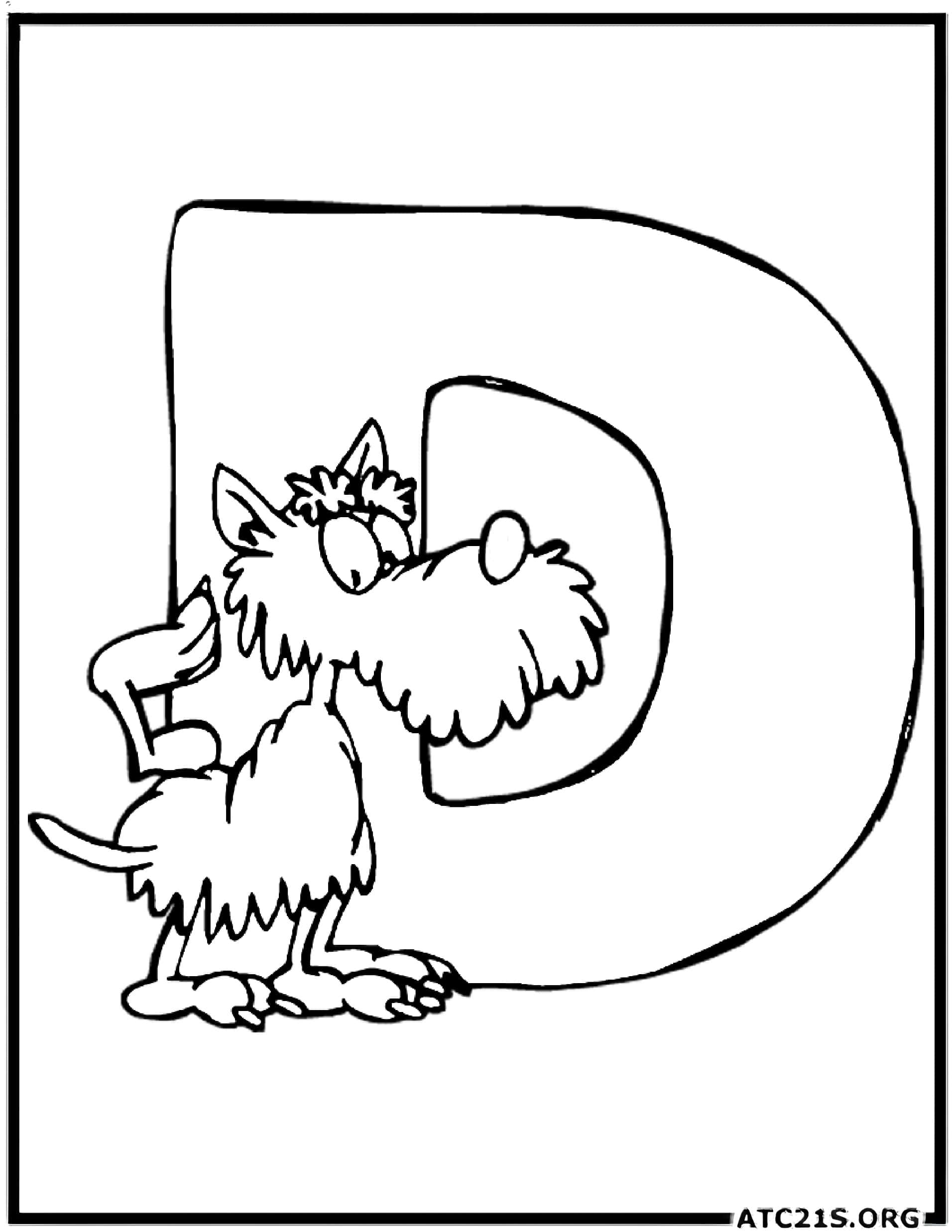 Letter D coloring page variant 1