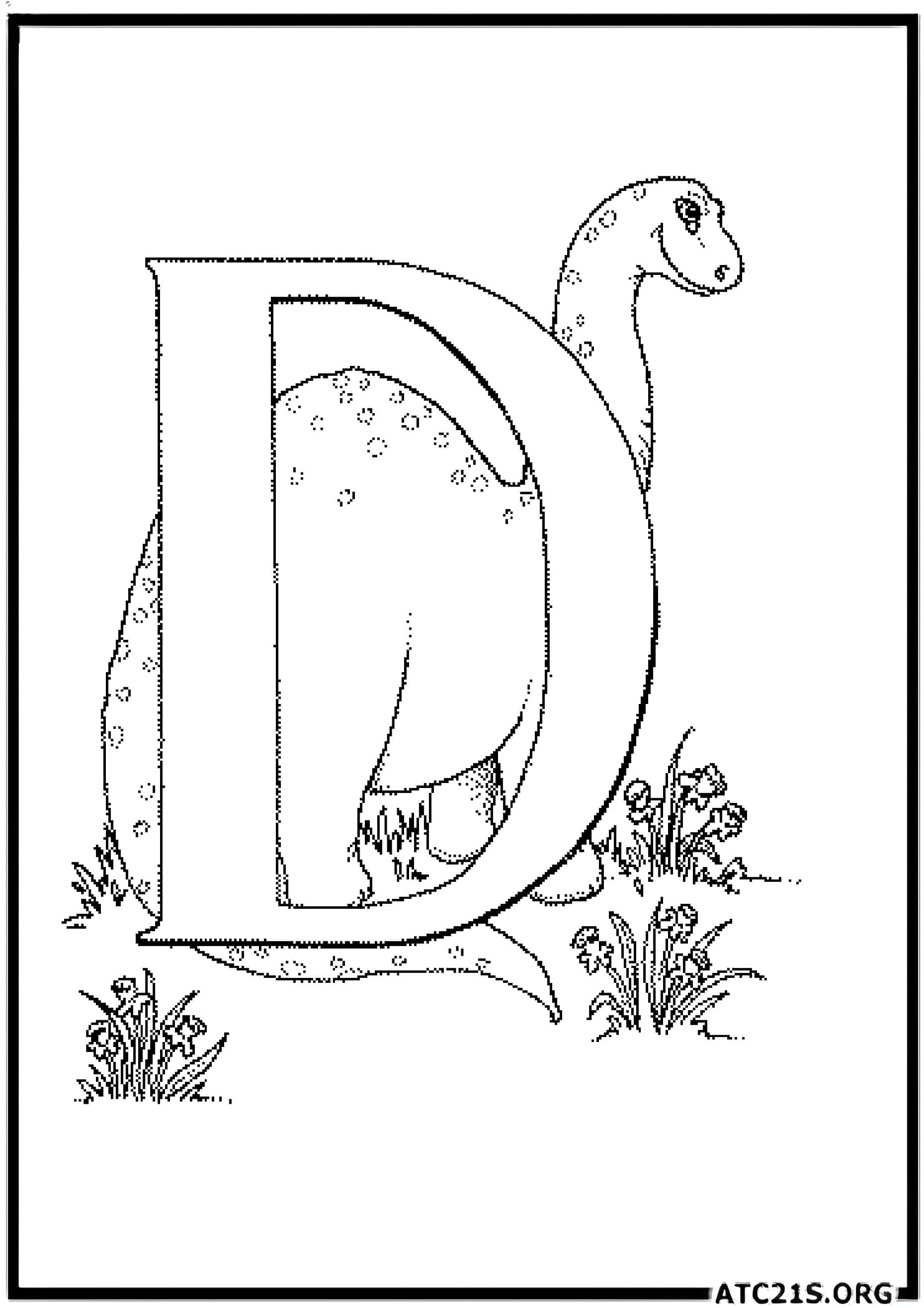 Letter D coloring page variant 2