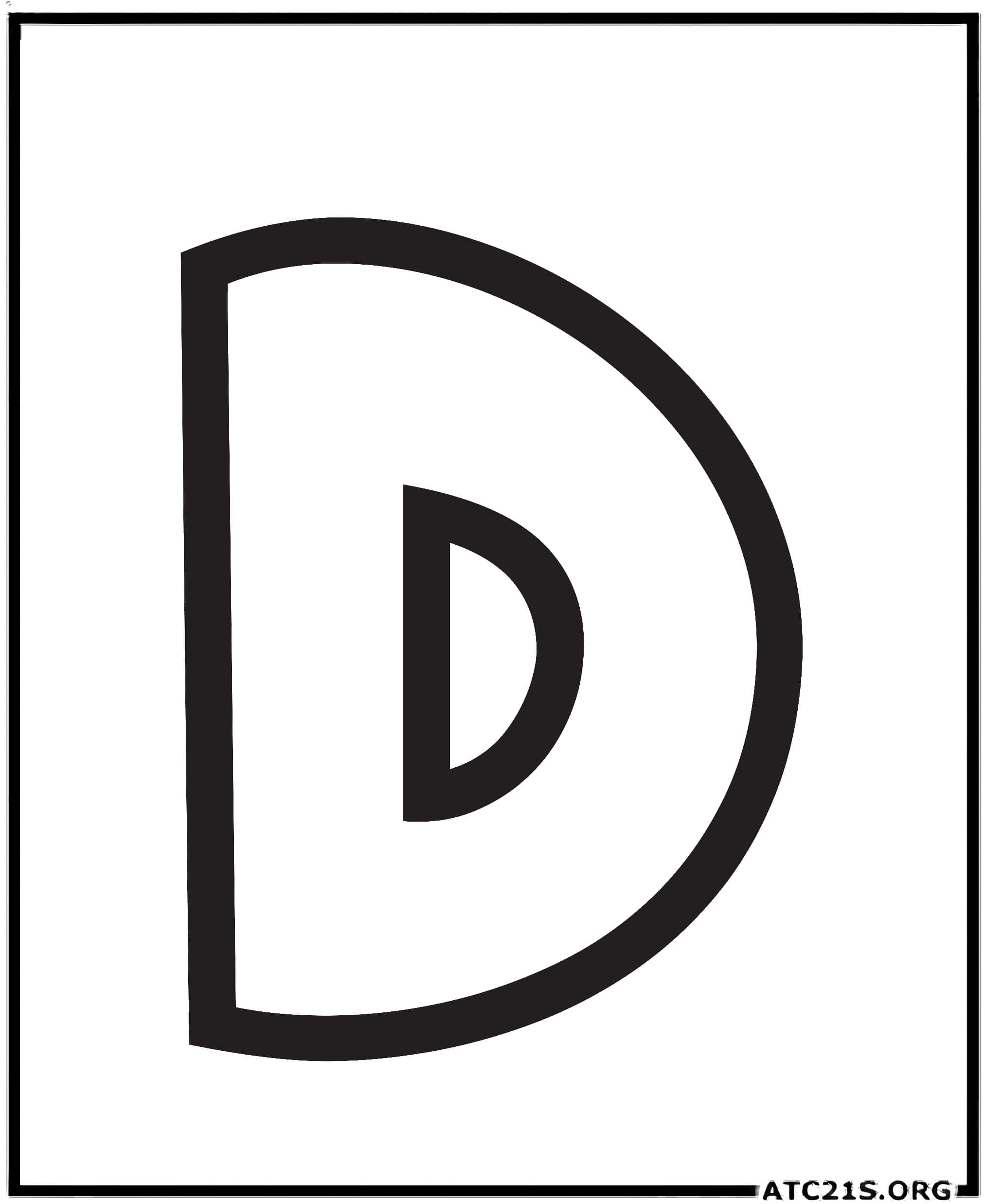 Letter D uppercase bubbly coloring page