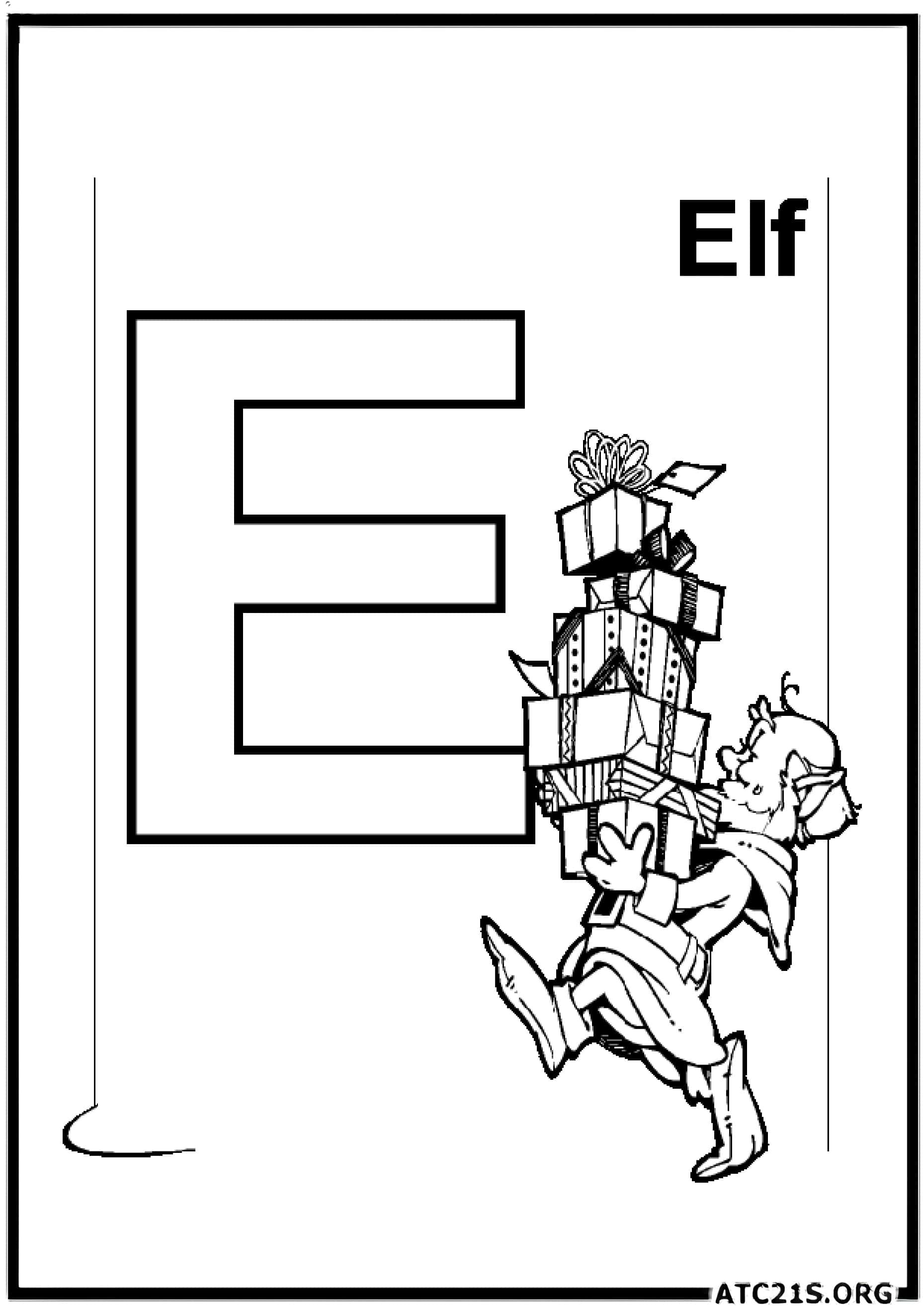 Letter E coloring page variant 3