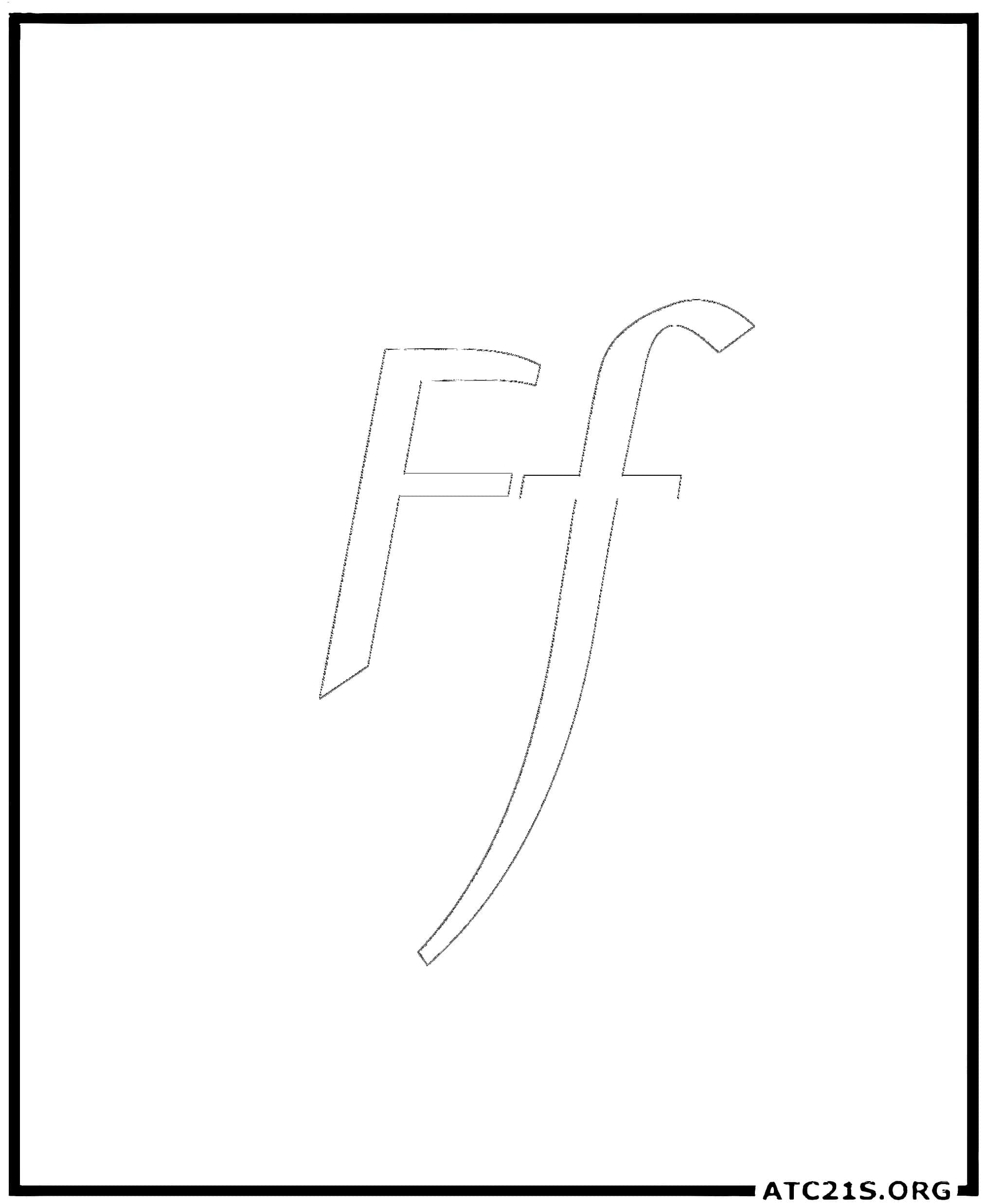 Letter F calligraphy coloring page