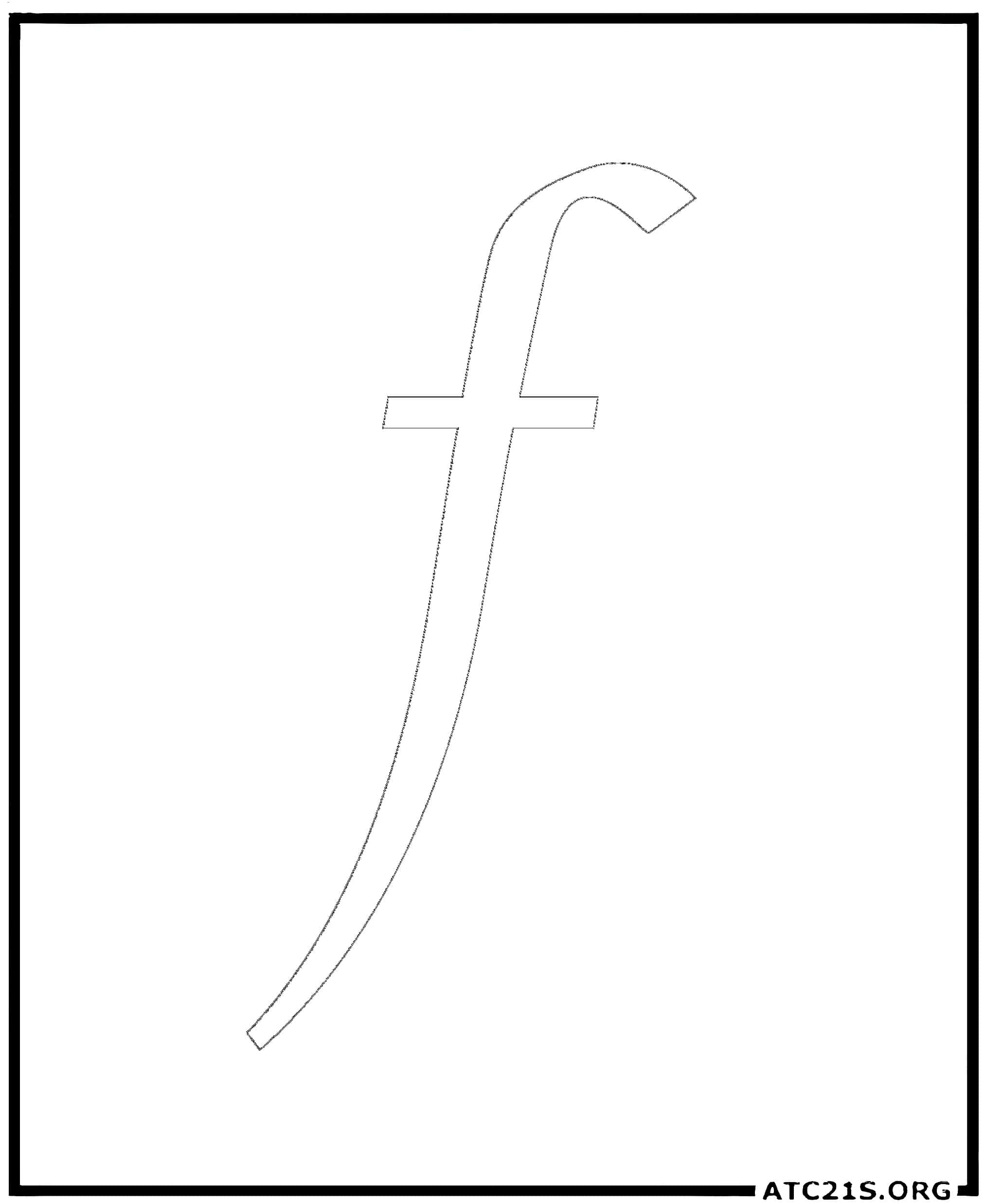 Letter F calligraphy lowercase coloring page