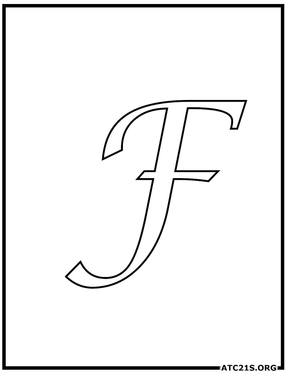 Letter F calligraphy uppercase coloring page