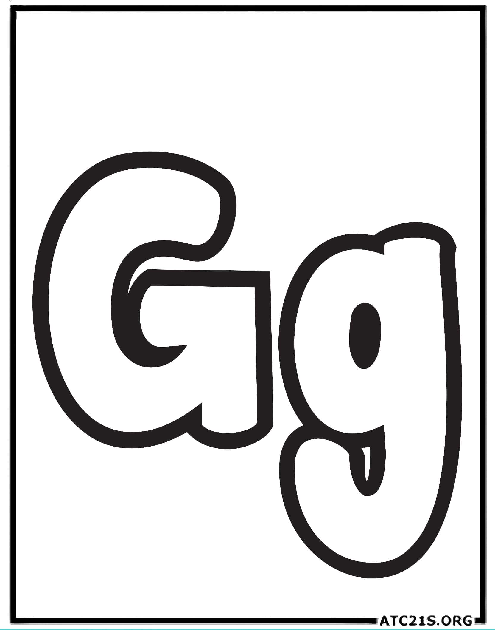 Letter G bubbly coloring page