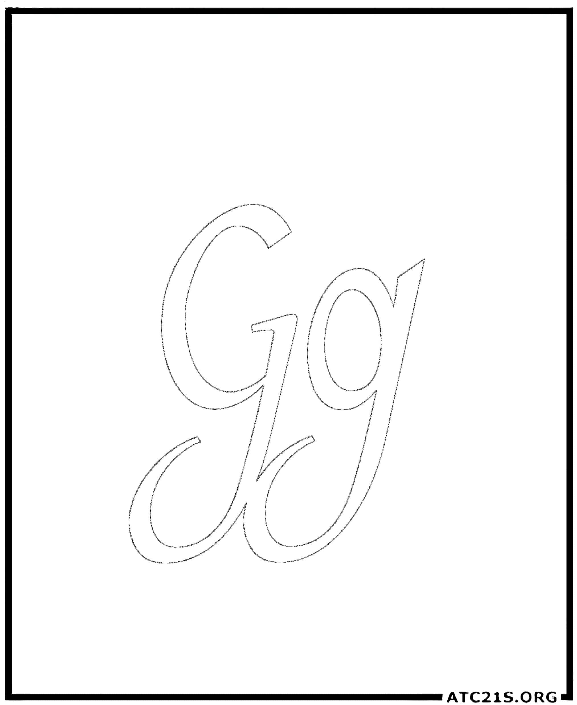 Letter G calligraphy coloring page