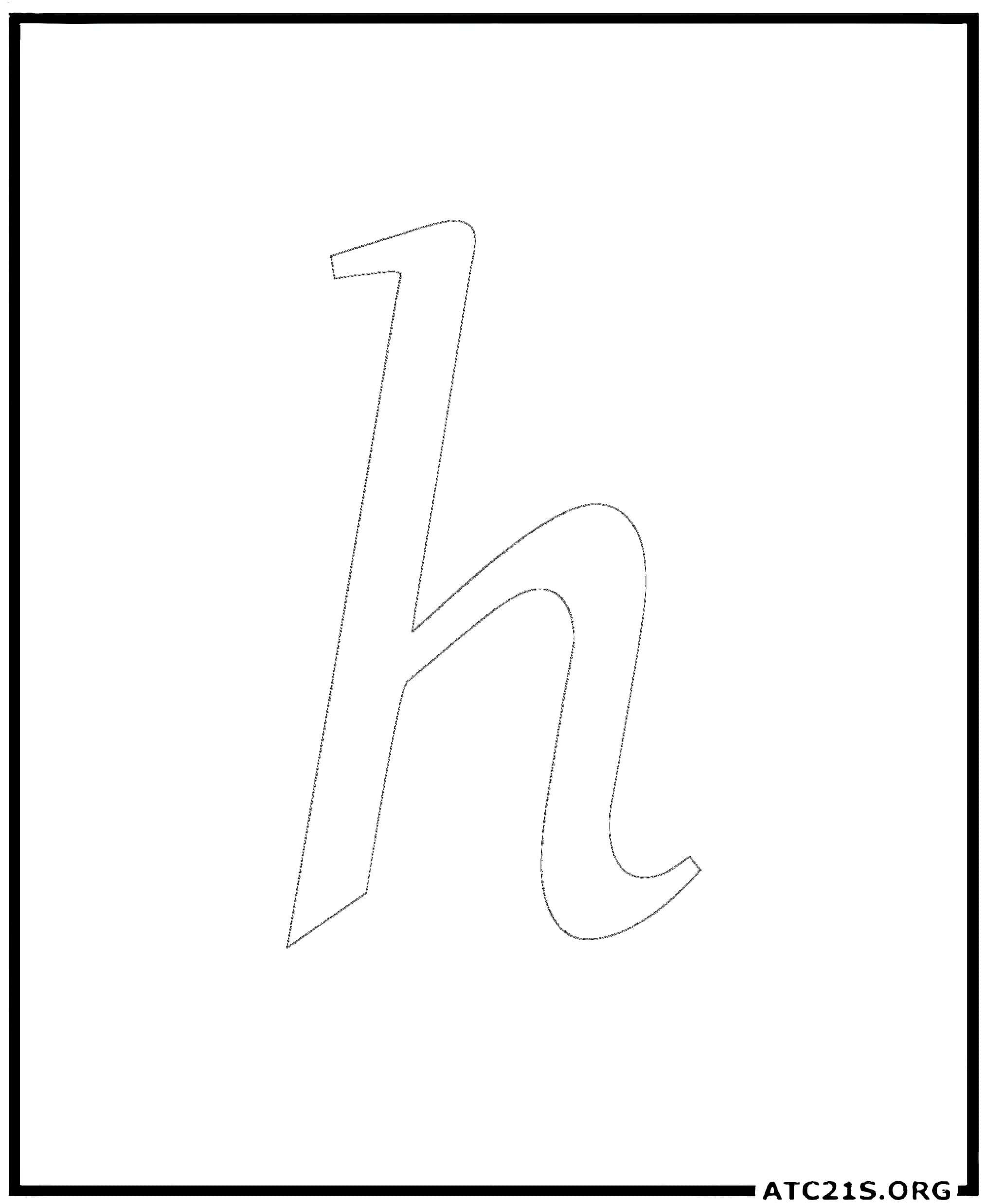 Letter H calligraphy lowercase coloring page