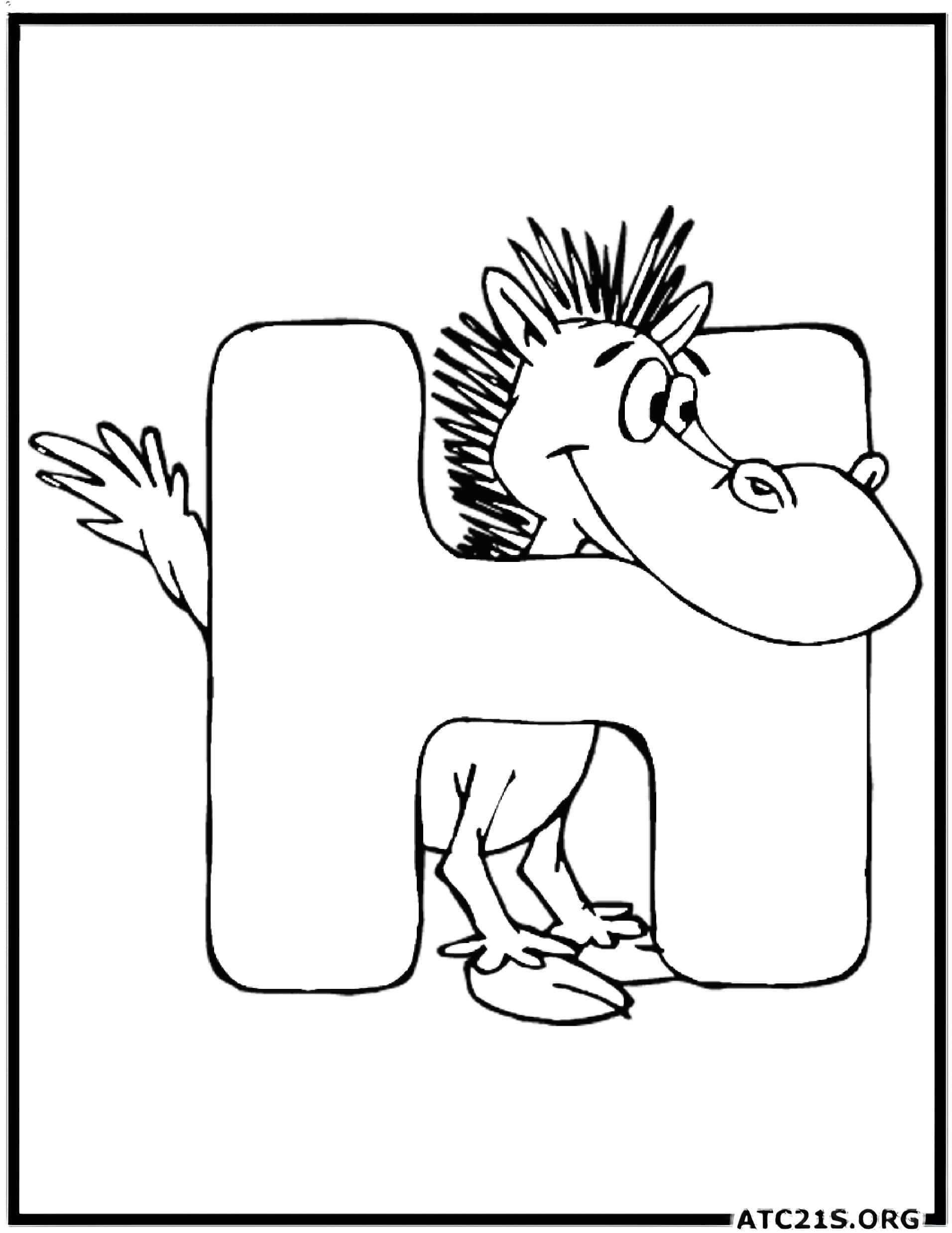 Letter H coloring page variant 1