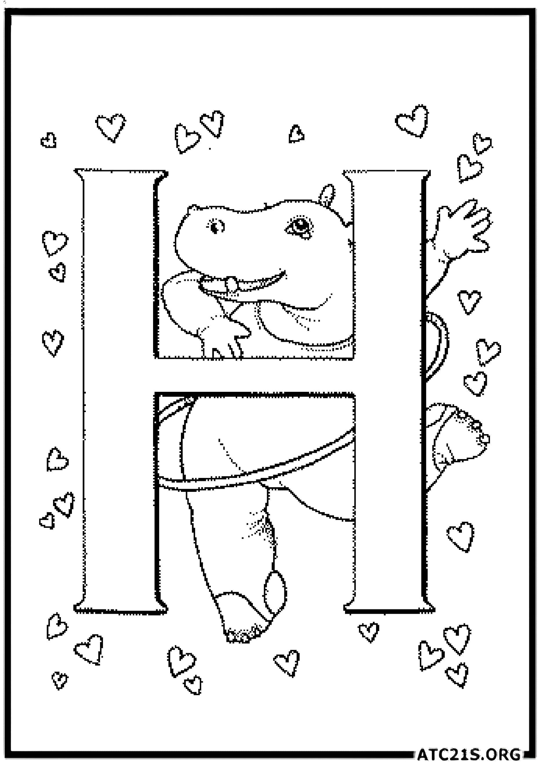 Letter H coloring page variant 2