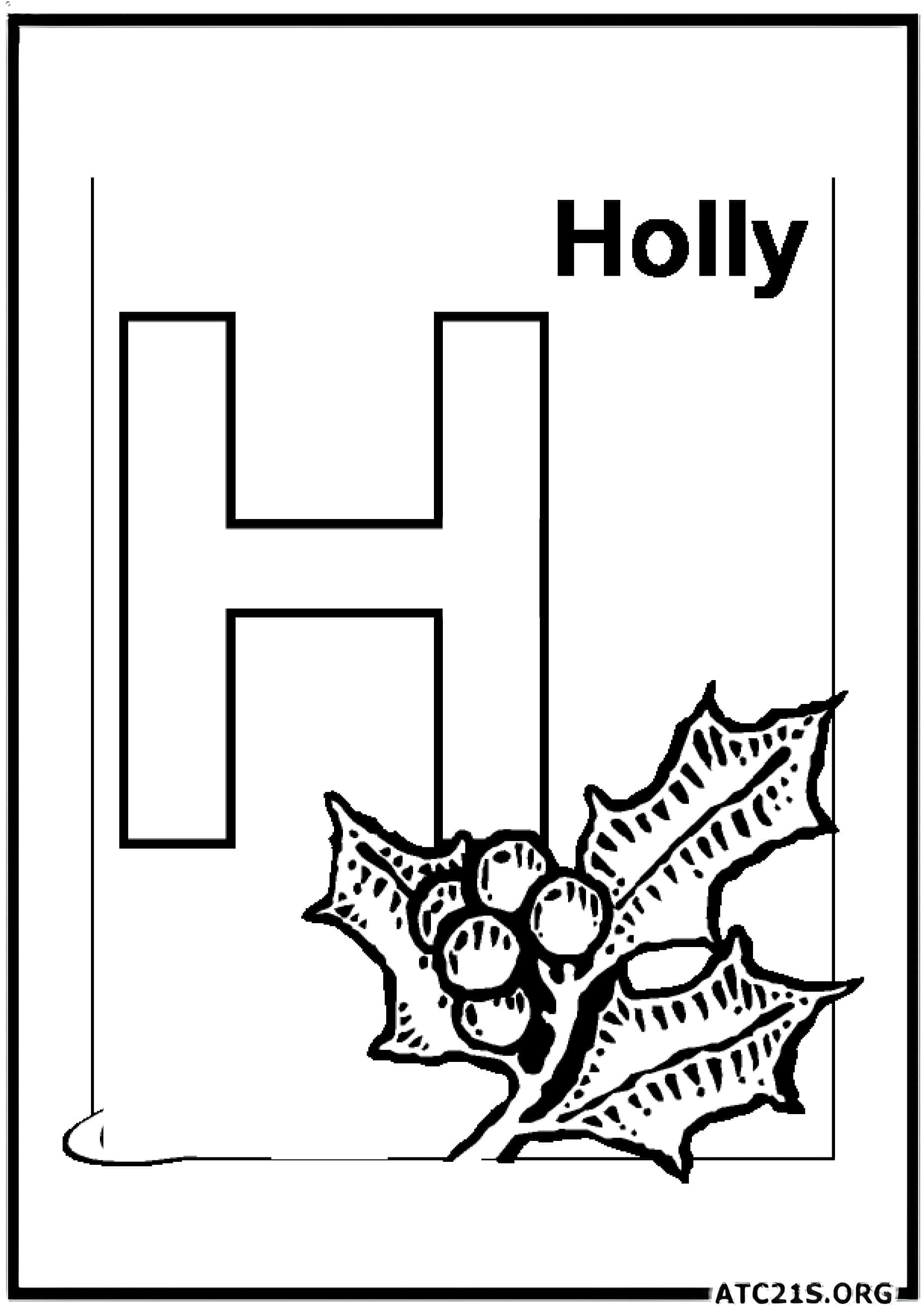 Letter H coloring page variant 3