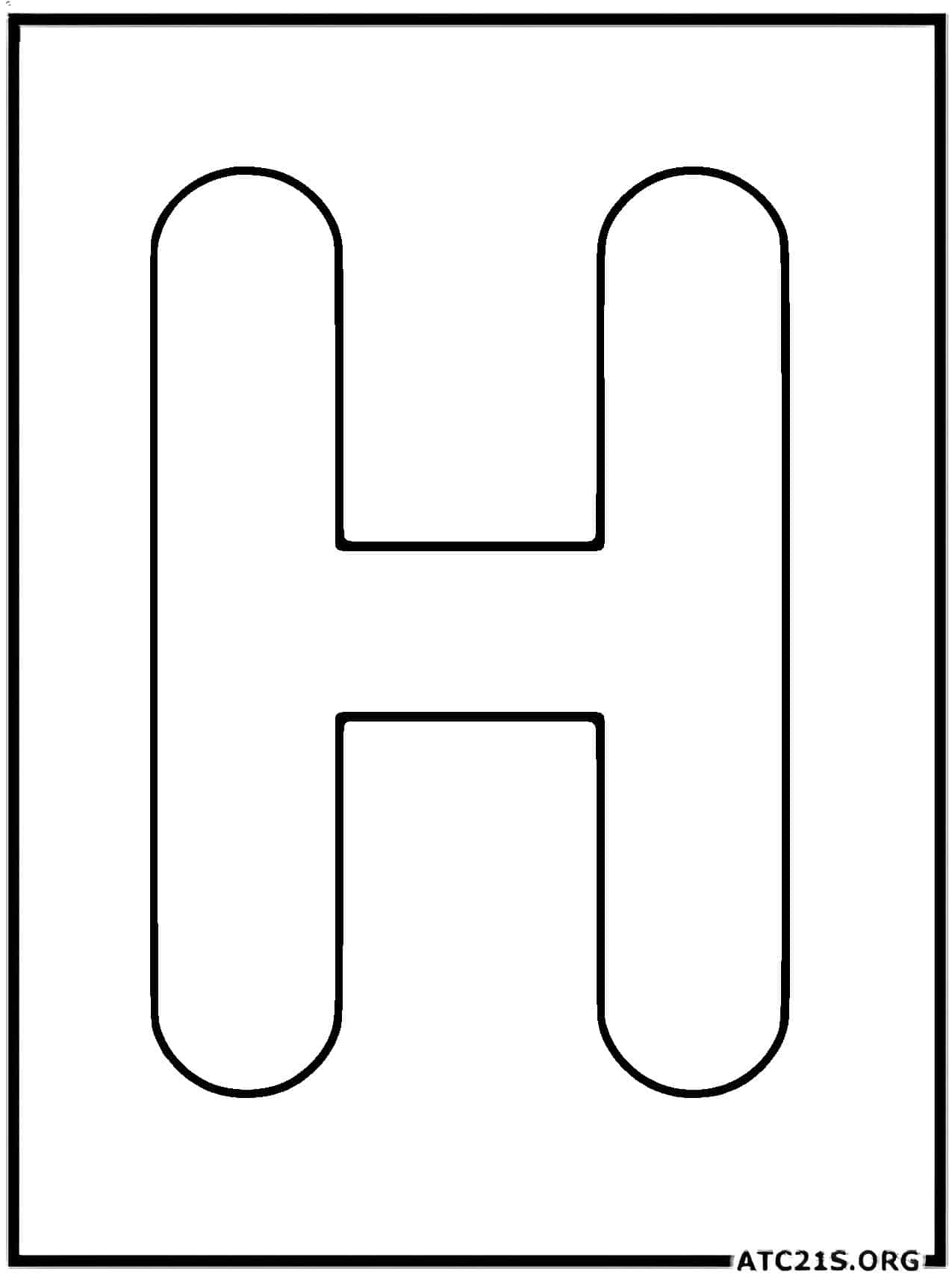 Letter H uppercase coloring page