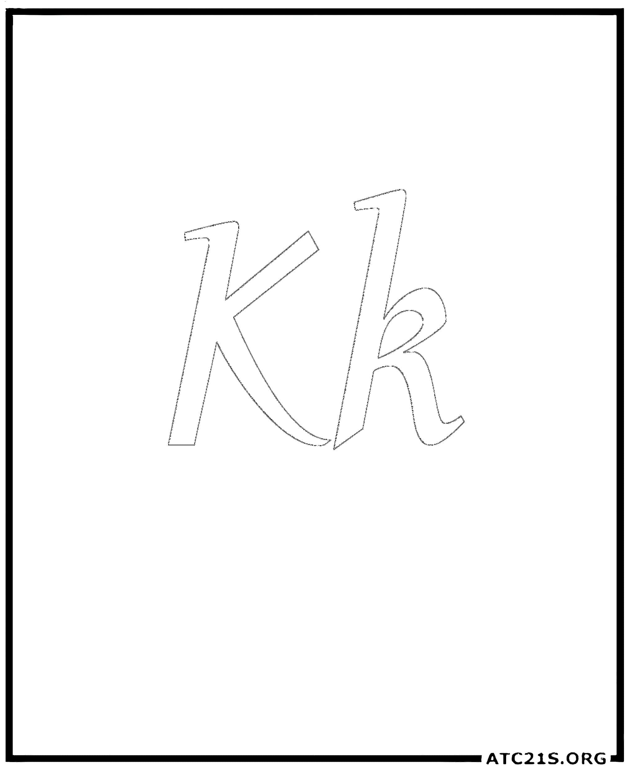 Letter K calligraphy coloring page