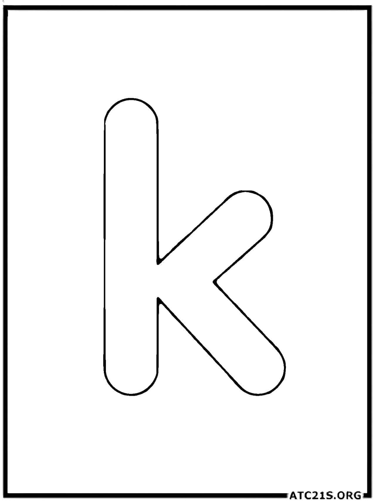 Letter K lowercase coloring page