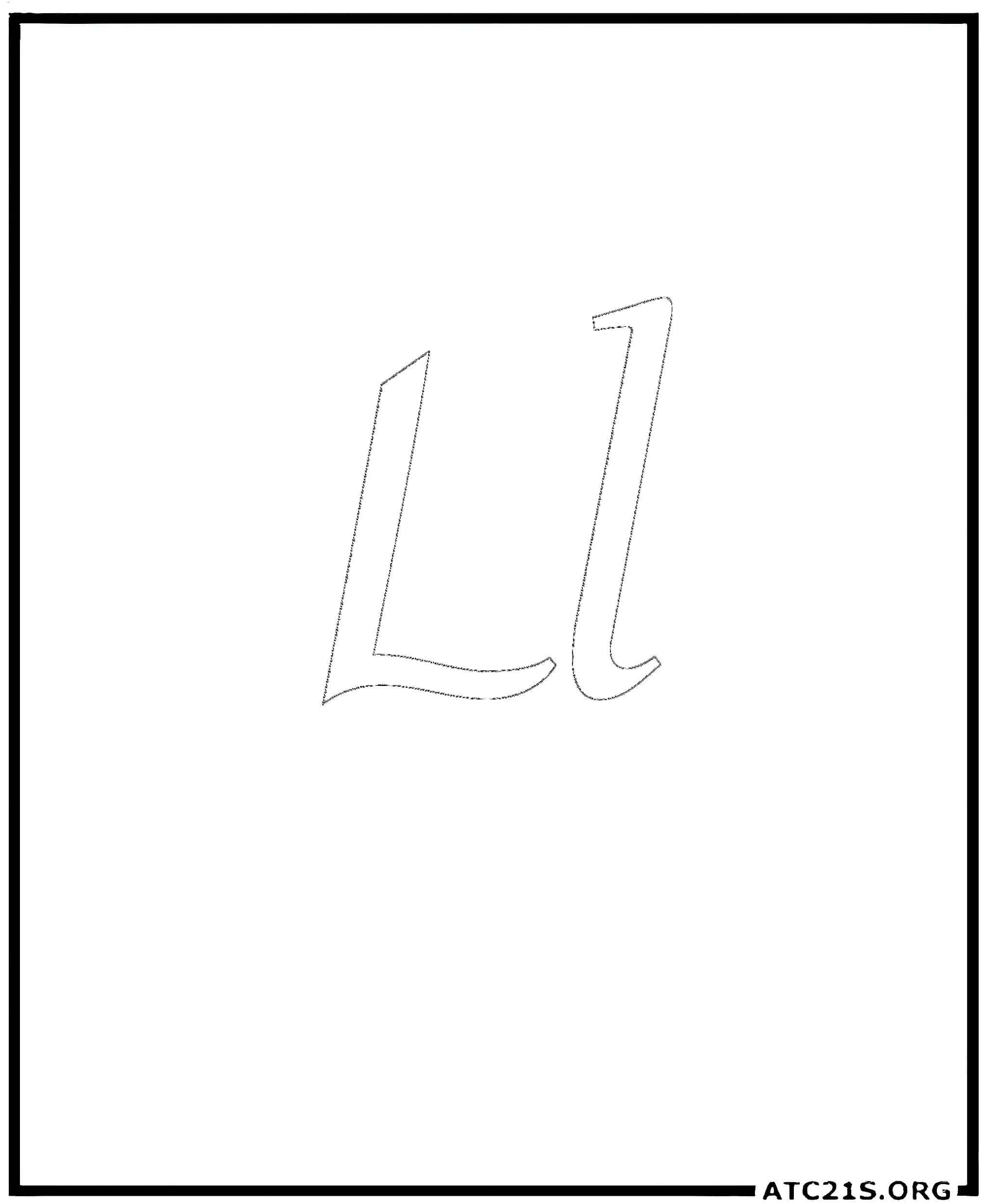 Letter L calligraphy coloring page