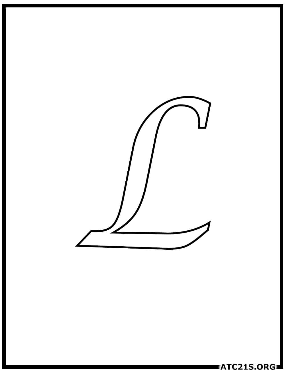 Letter L calligraphy uppercase coloring page