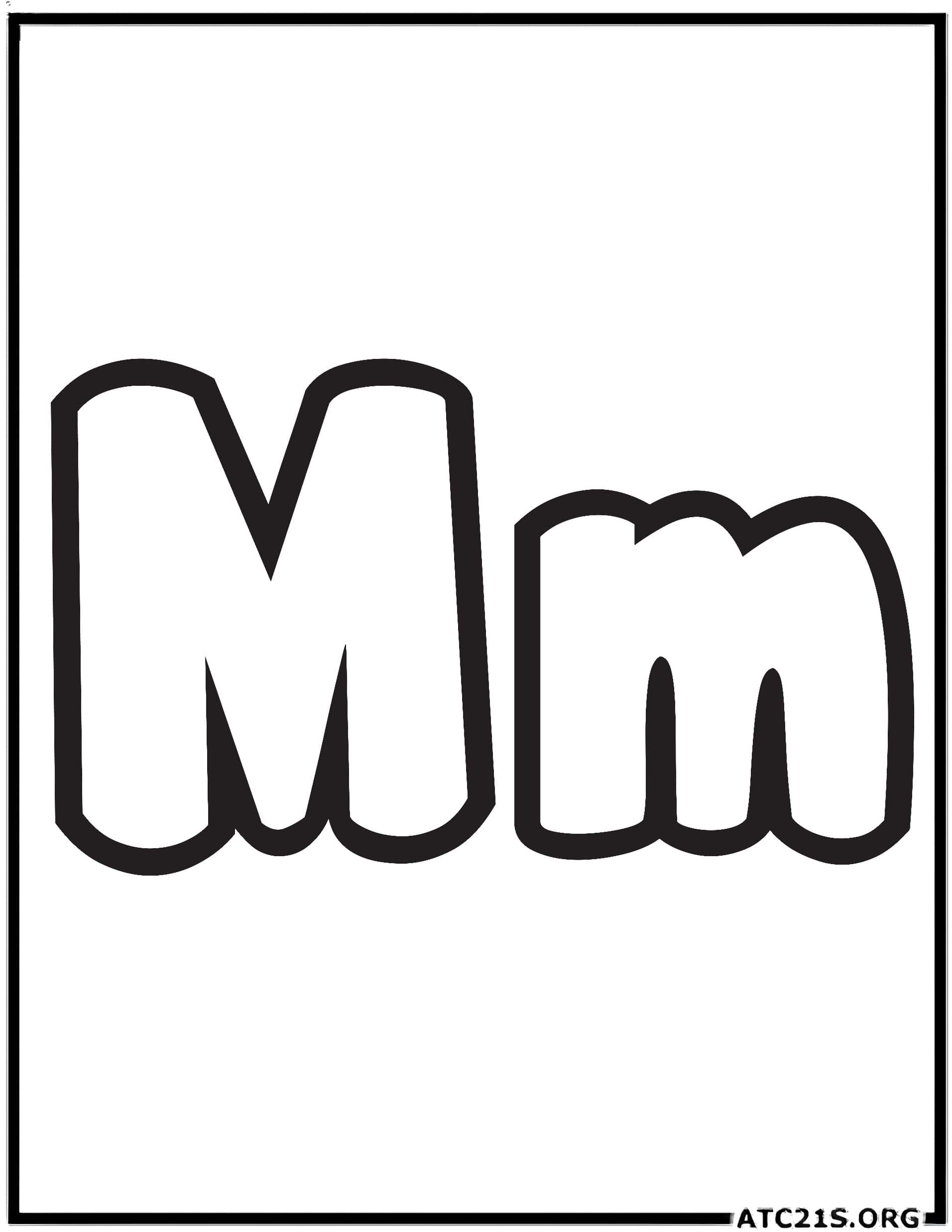 Letter M bubbly coloring page
